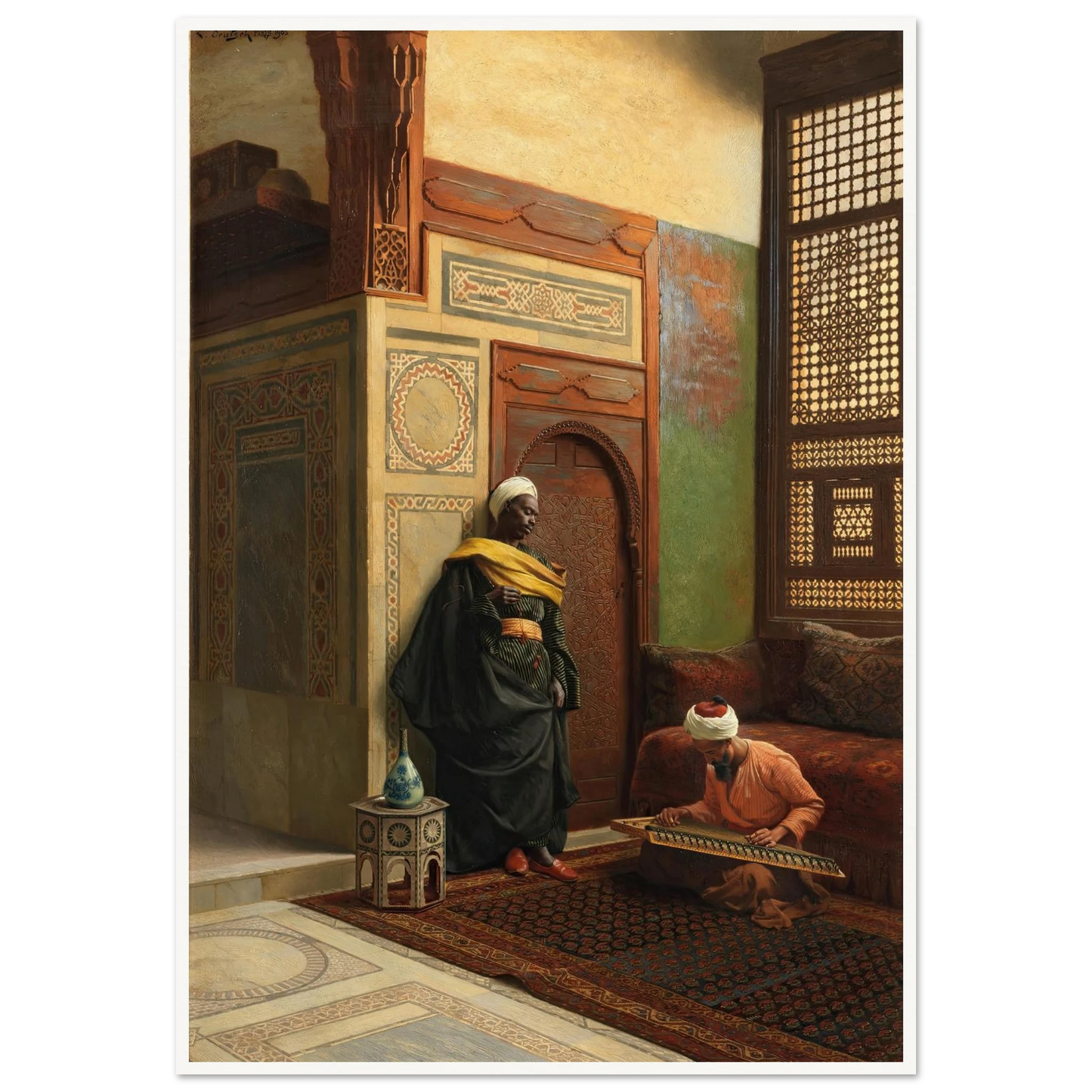 The Qanun Player (1903) Art Print | Ludwig Deutsch - Framed Poster - 30x40 cm / 12x16″ - Black frame