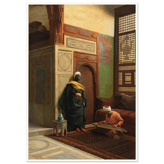 The Qanun Player (1903) Art Print | Ludwig Deutsch - Framed Poster - 30x40 cm / 12x16″ - Black frame