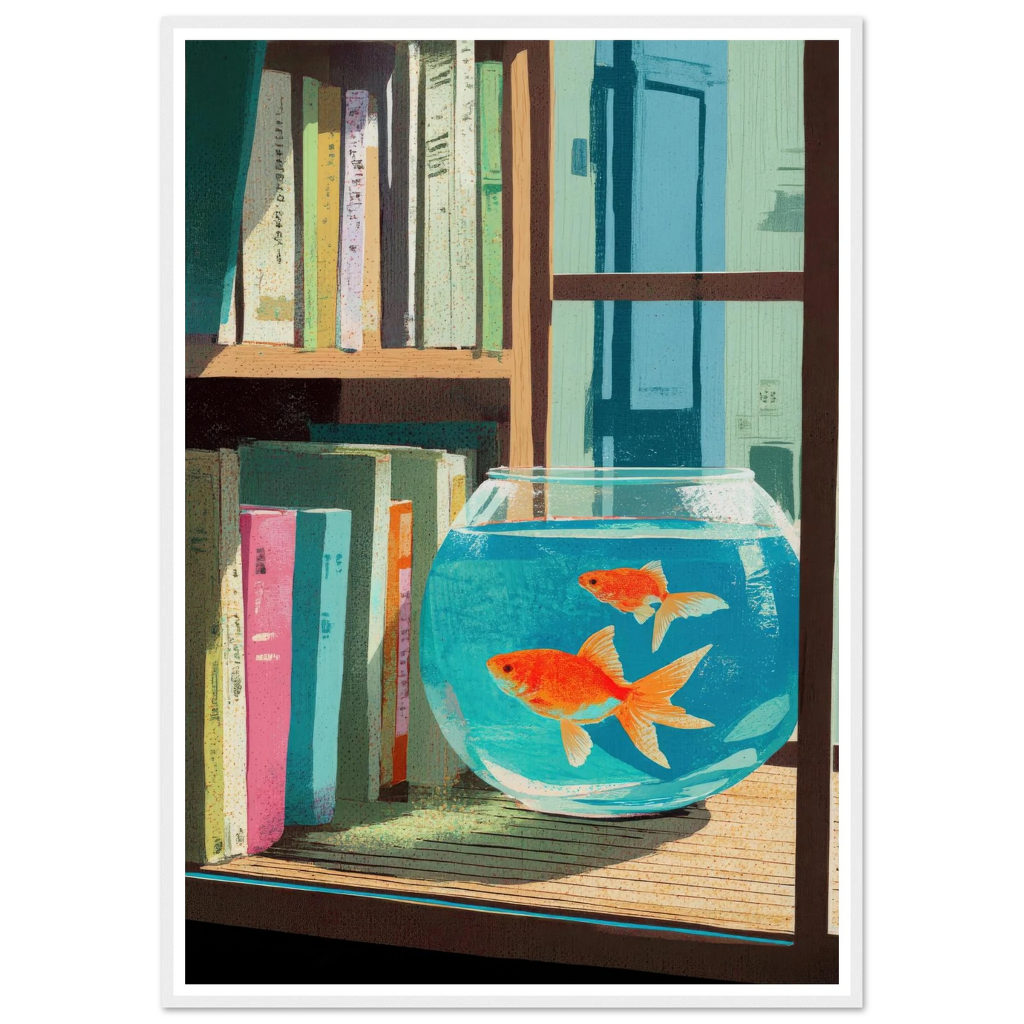 The Quiet Study, Aqua Glimmer - Framed Poster - 30x40 cm / 12x16″ - Black frame