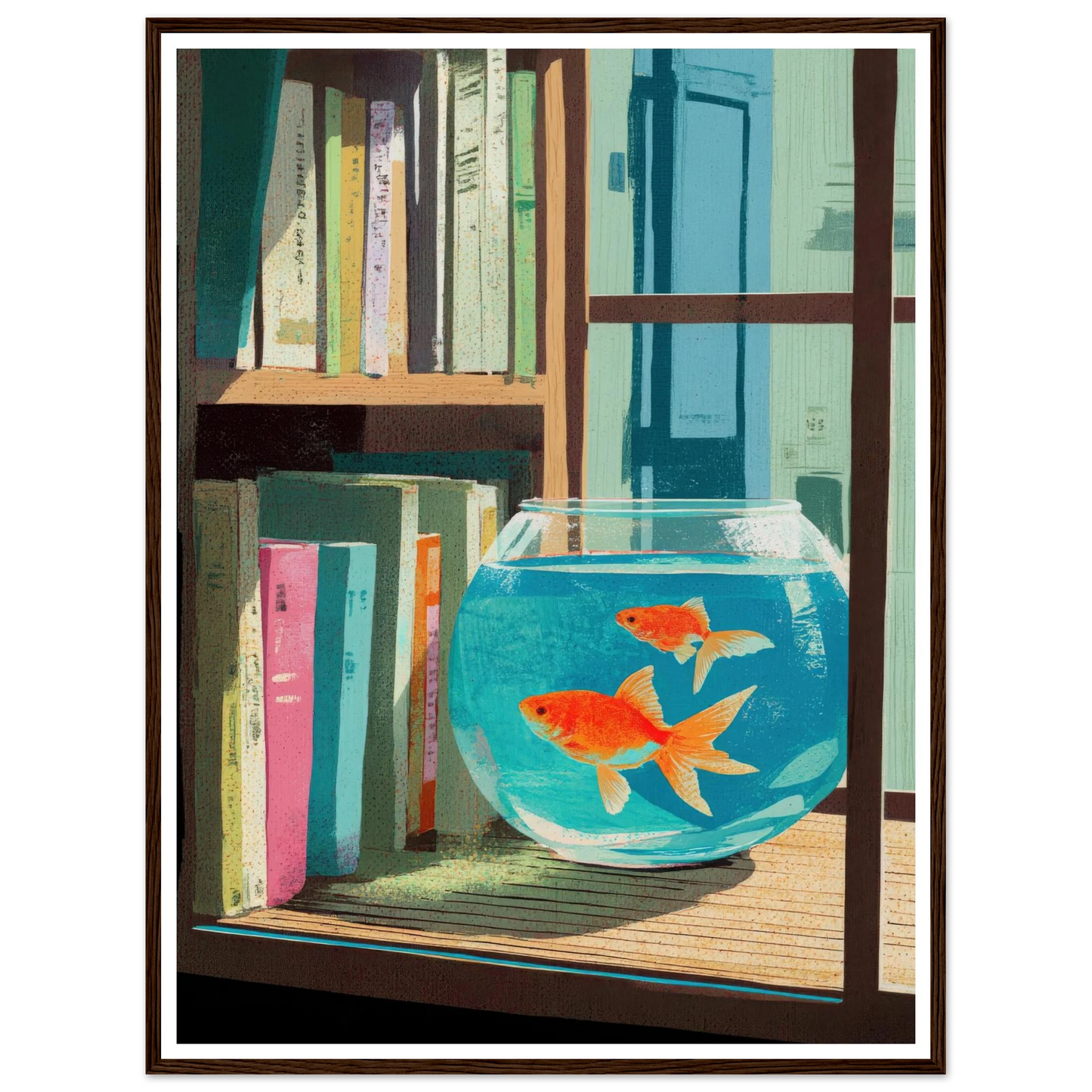 The Quiet Study, Aqua Glimmer - Framed Poster - 30x40 cm / 12x16″ - Black frame