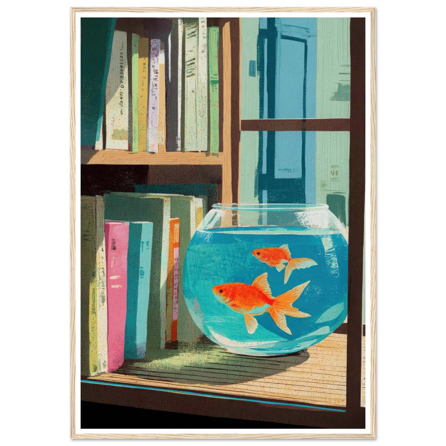 The Quiet Study, Aqua Glimmer - Framed Poster - 30x40 cm / 12x16″ - Black frame