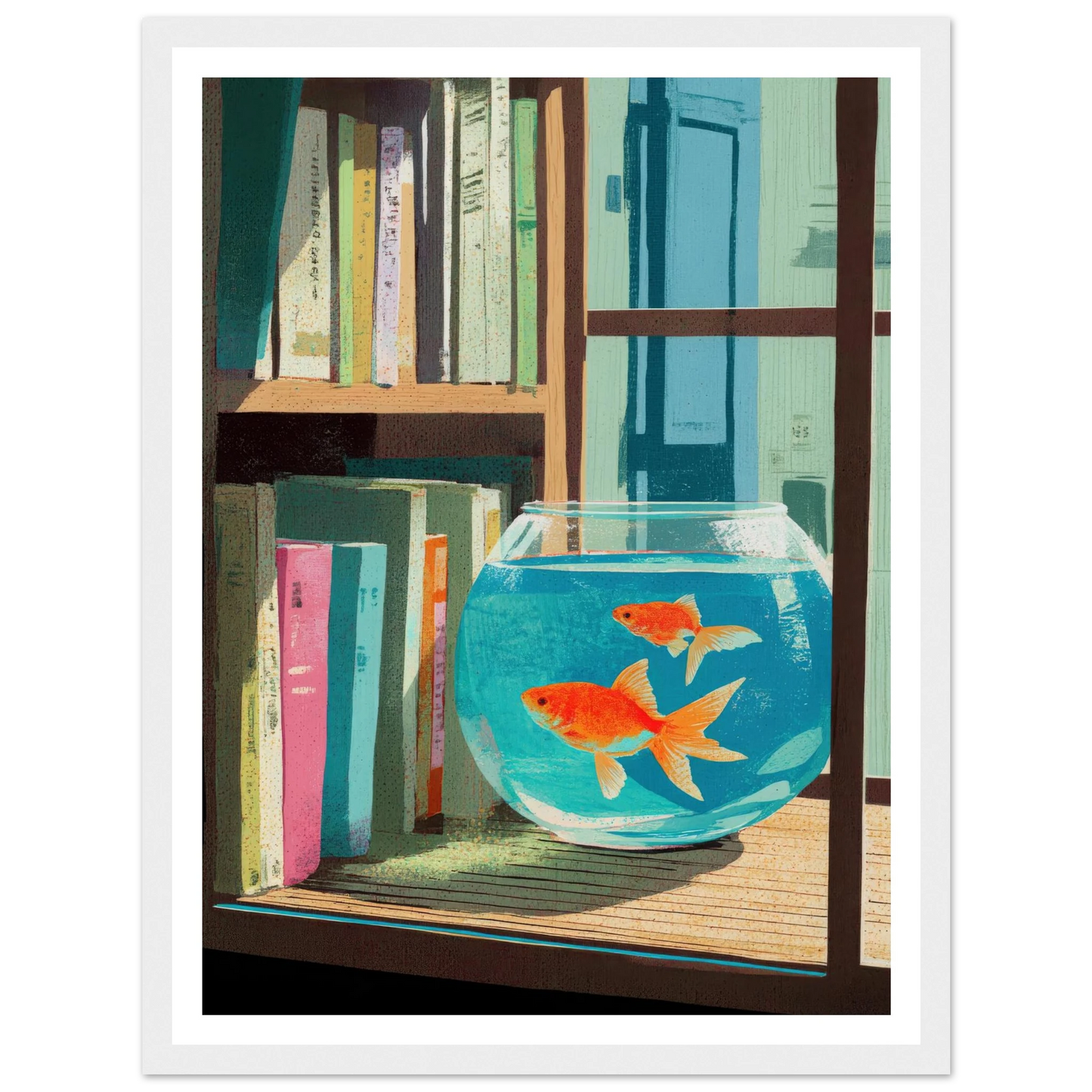 The Quiet Study, Aqua Glimmer - Framed Poster - 30x40 cm / 12x16″ - Black frame