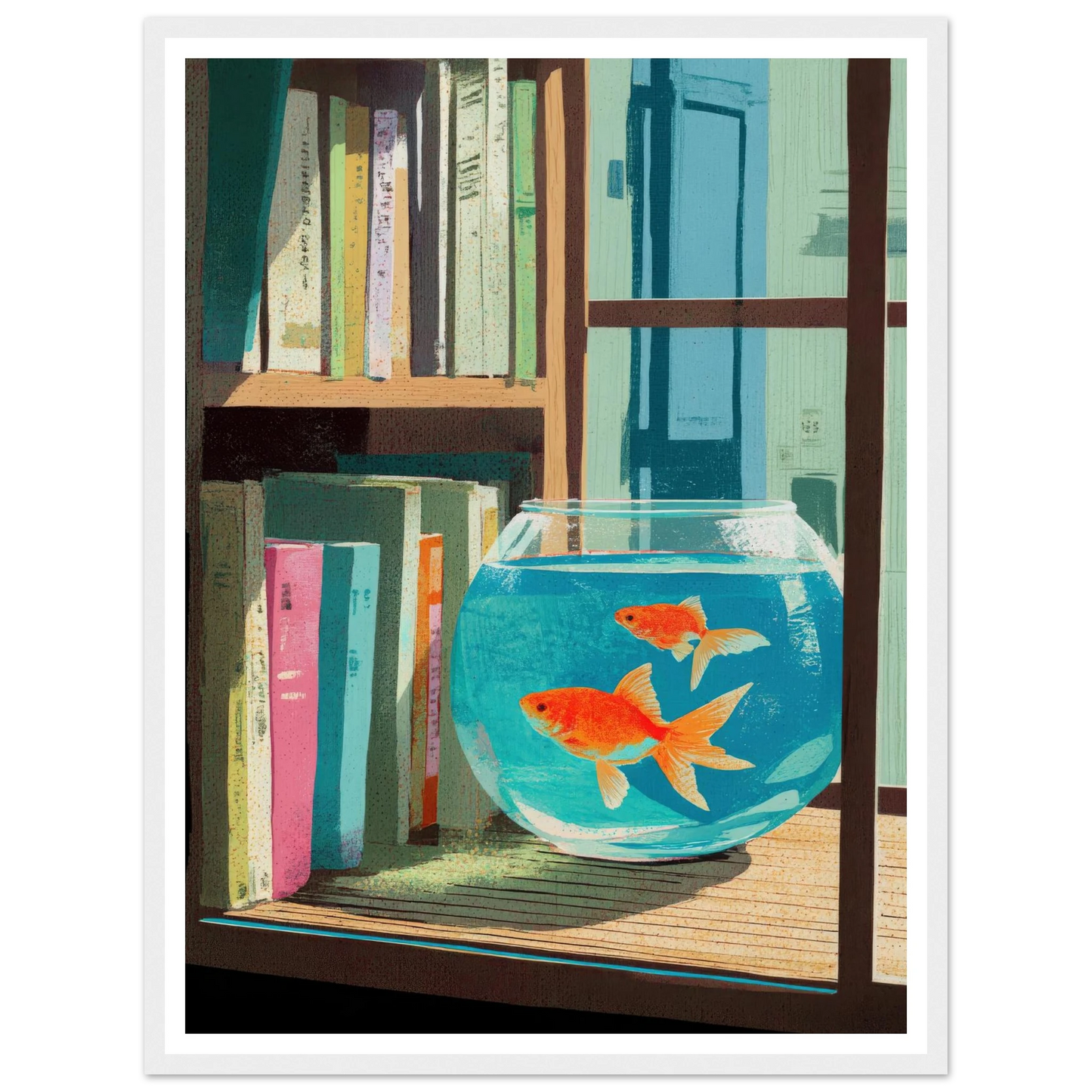 The Quiet Study, Aqua Glimmer - Framed Poster - 30x40 cm / 12x16″ - Black frame