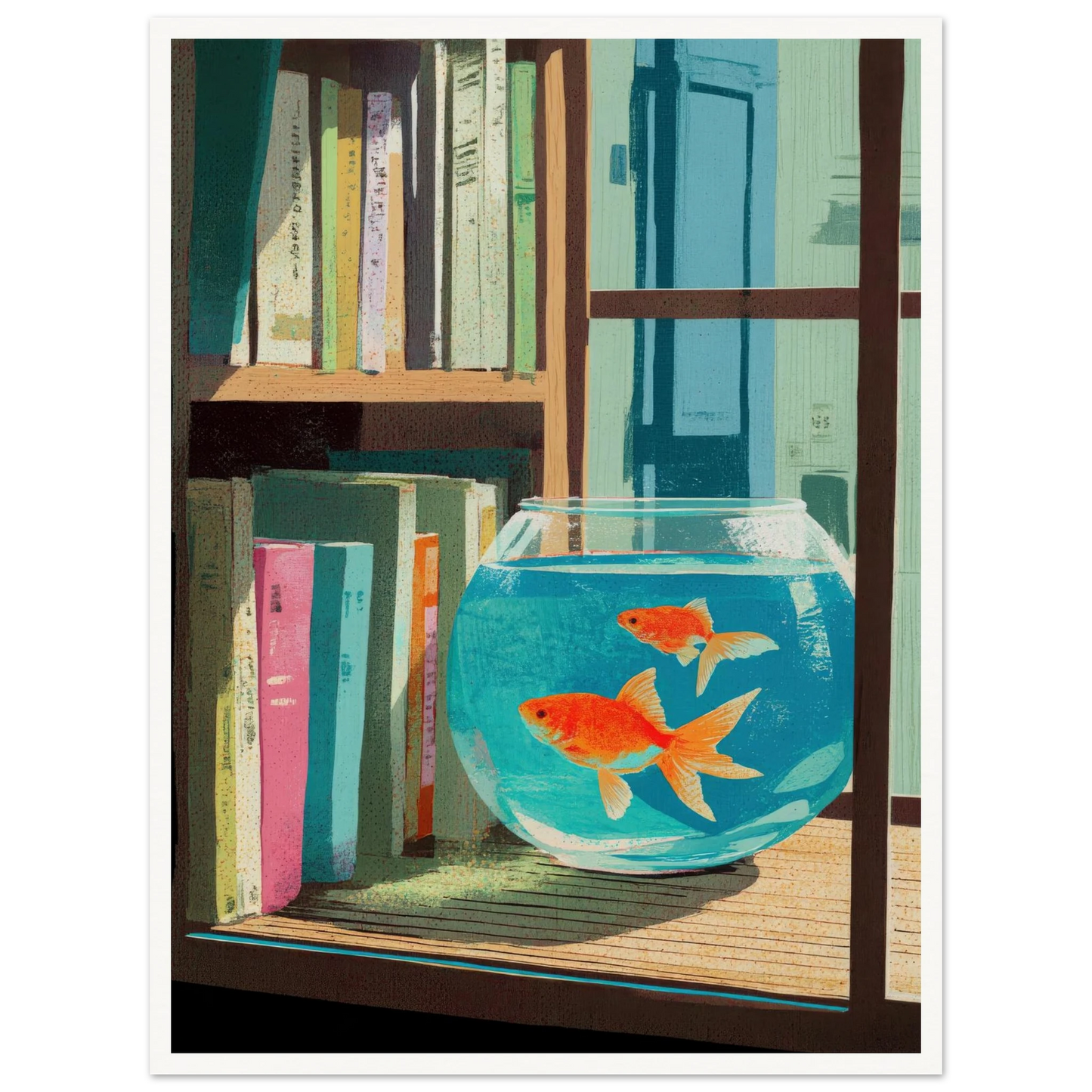 The Quiet Study, Aqua Glimmer - Framed Poster - 30x40 cm / 12x16″ - Black frame
