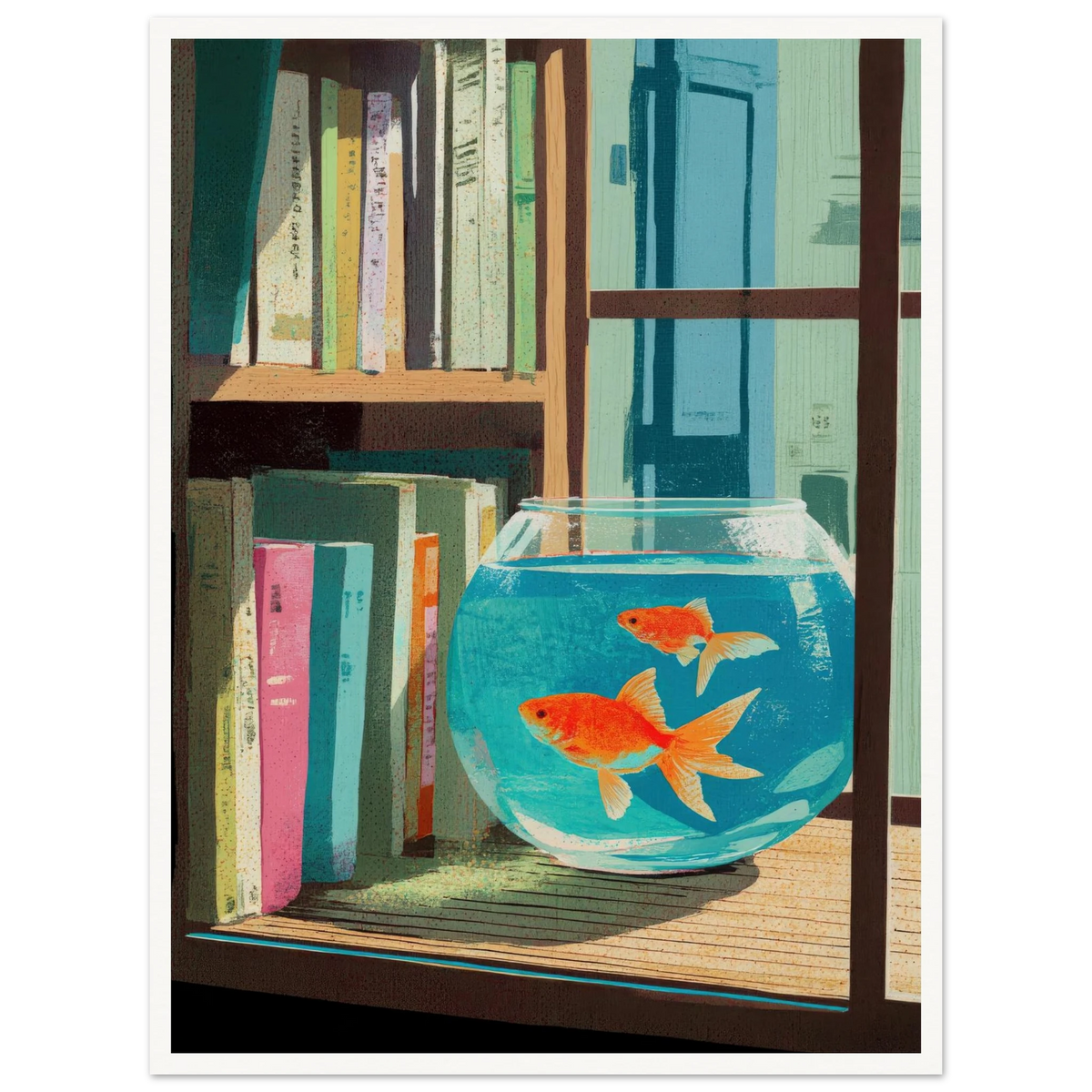 The Quiet Study, Aqua Glimmer - Framed Poster - 30x40 cm / 12x16″ - Black frame
