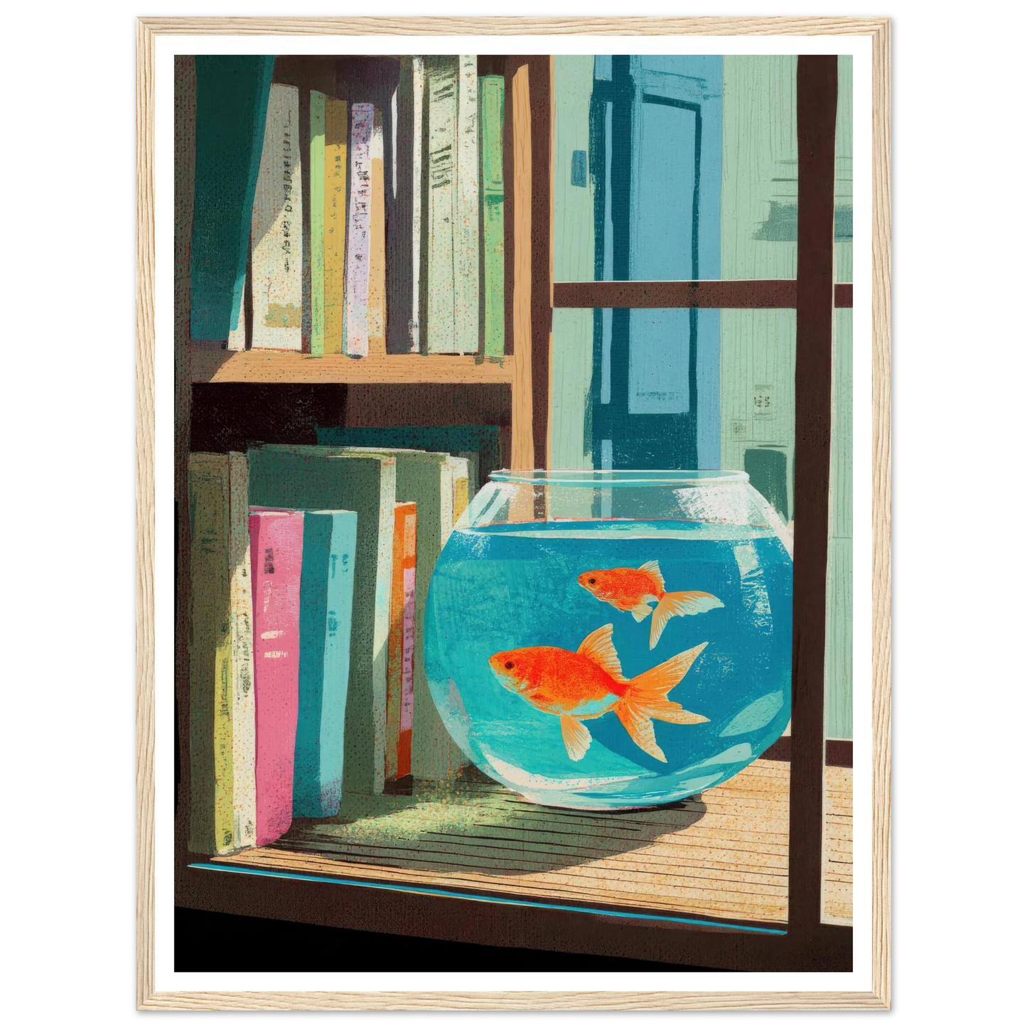 The Quiet Study, Aqua Glimmer - Framed Poster - 30x40 cm / 12x16″ - Black frame