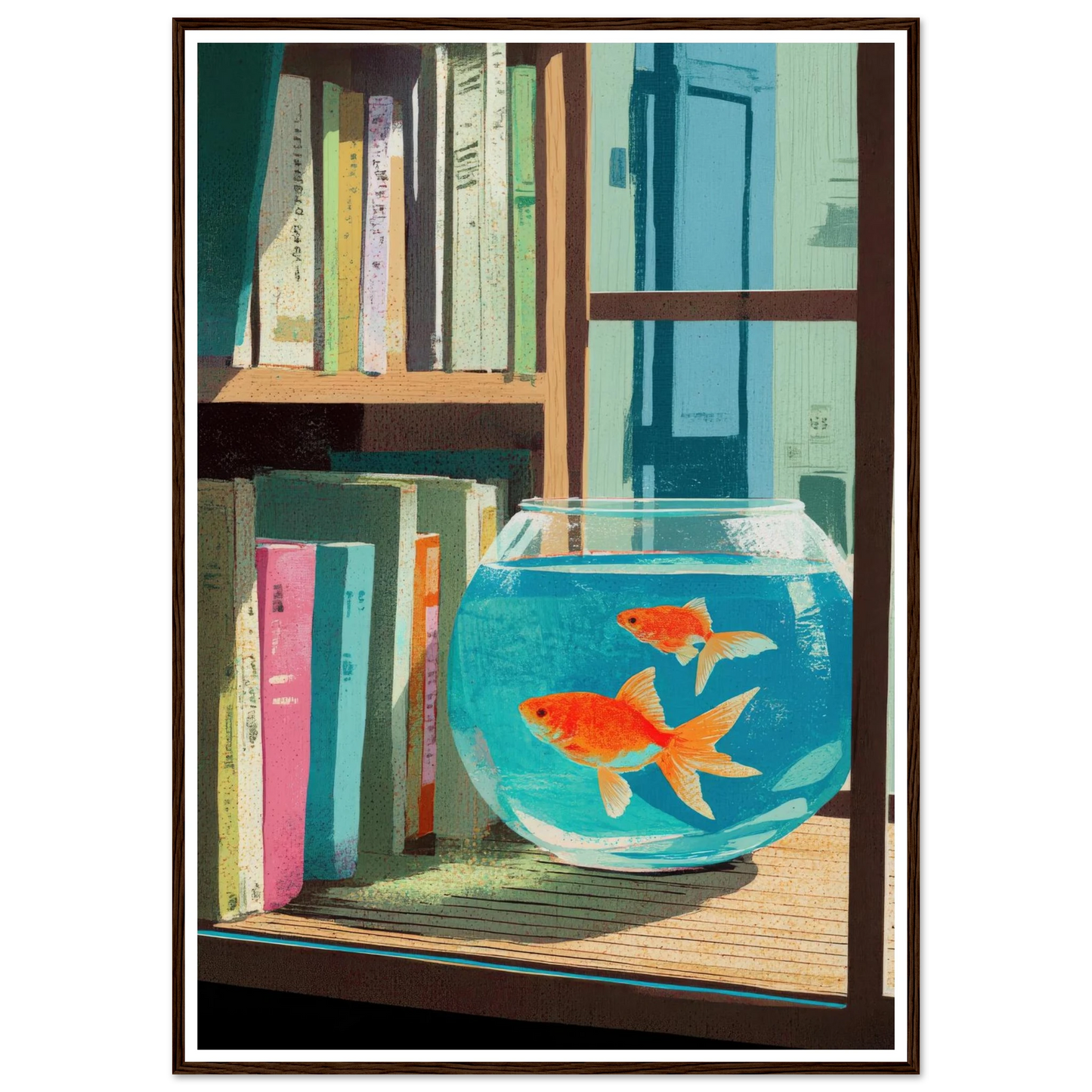 The Quiet Study, Aqua Glimmer - Framed Poster - 30x40 cm / 12x16″ - Black frame