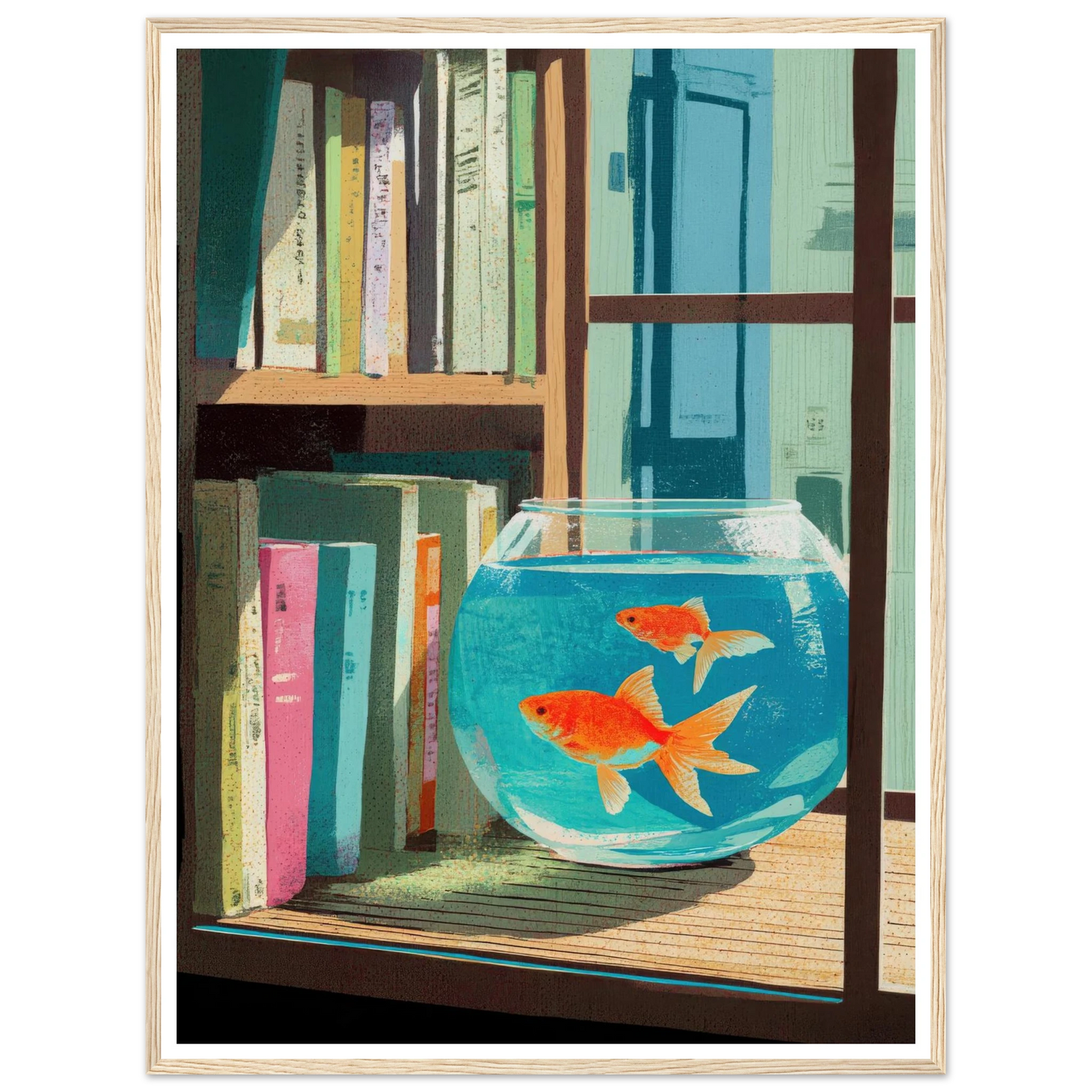 The Quiet Study, Aqua Glimmer - Framed Poster - 30x40 cm / 12x16″ - Black frame