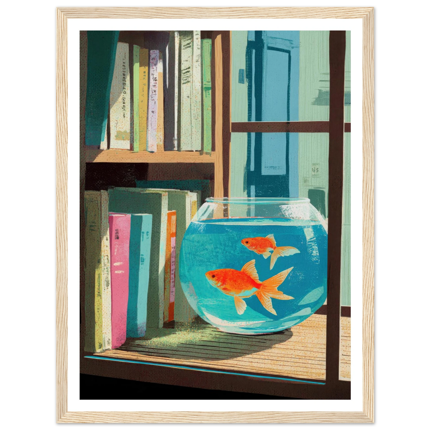 The Quiet Study, Aqua Glimmer - Framed Poster - 30x40 cm / 12x16″ - Black frame