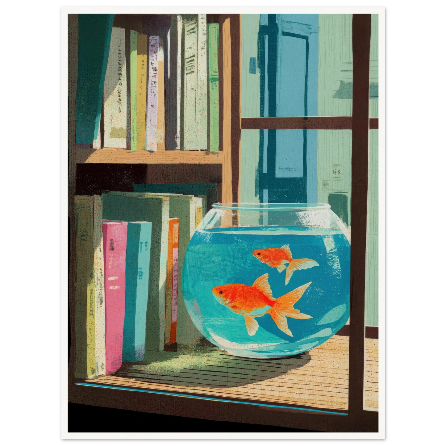 The Quiet Study, Aqua Glimmer - Framed Poster - 30x40 cm / 12x16″ - Black frame
