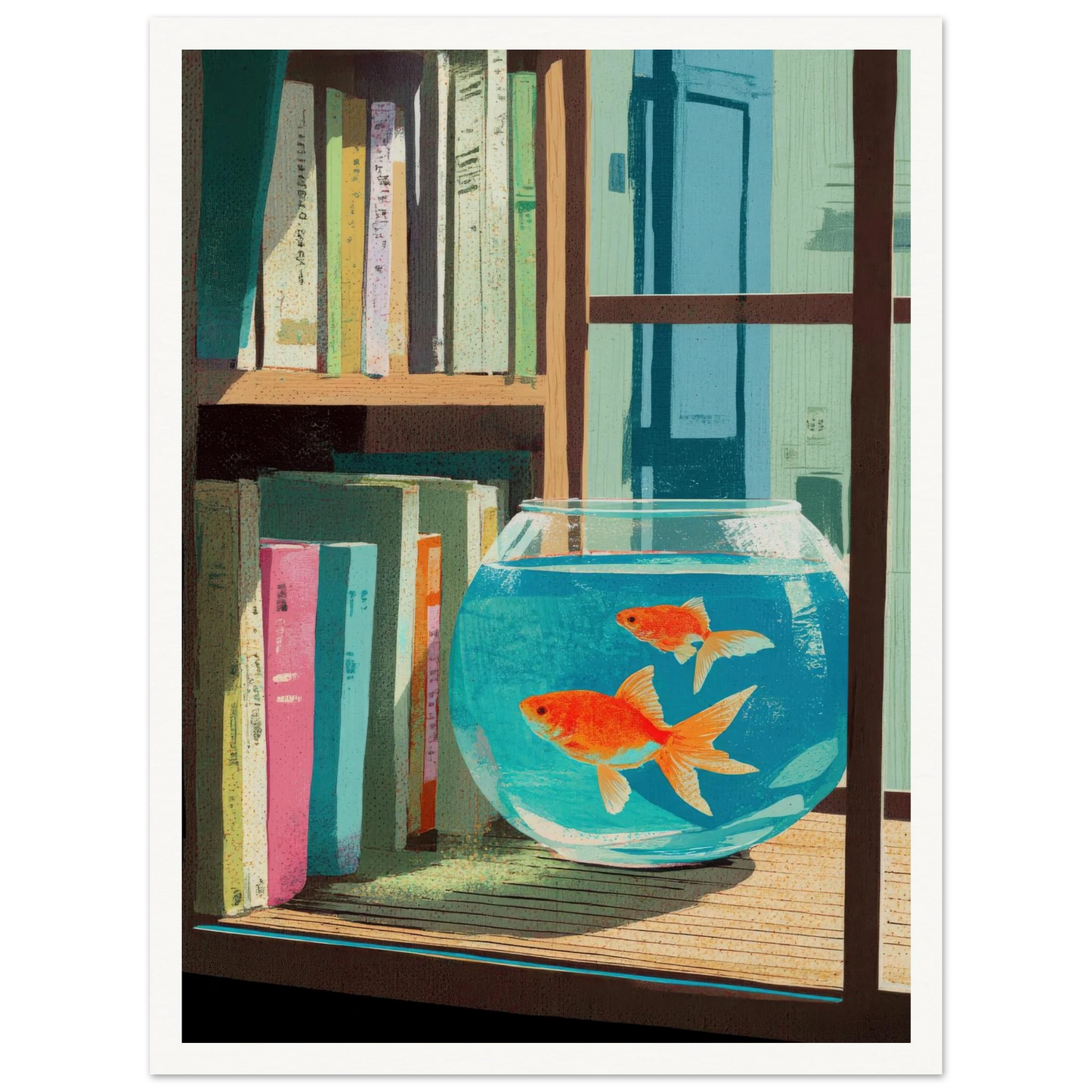 The Quiet Study, Aqua Glimmer - Framed Poster - 30x40 cm / 12x16″ - Black frame