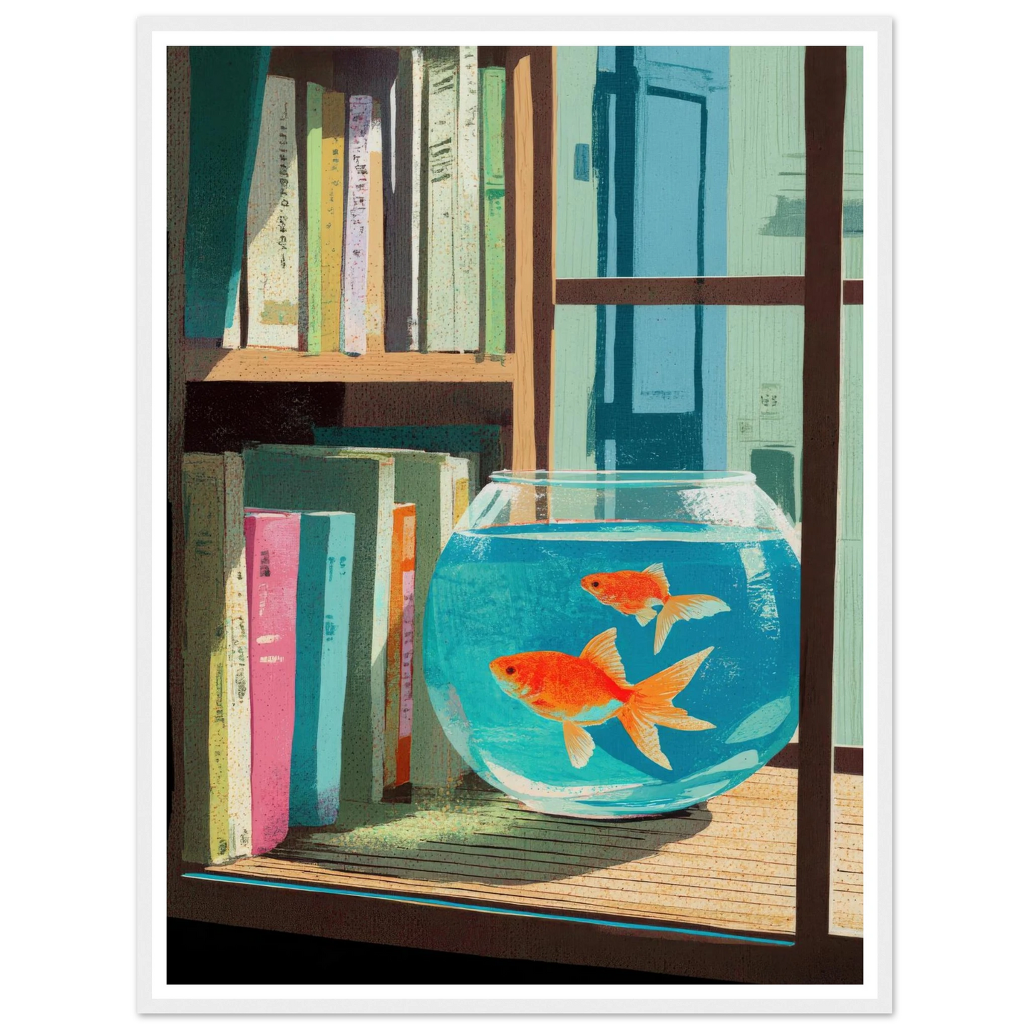 The Quiet Study, Aqua Glimmer - Framed Poster - 30x40 cm / 12x16″ - Black frame