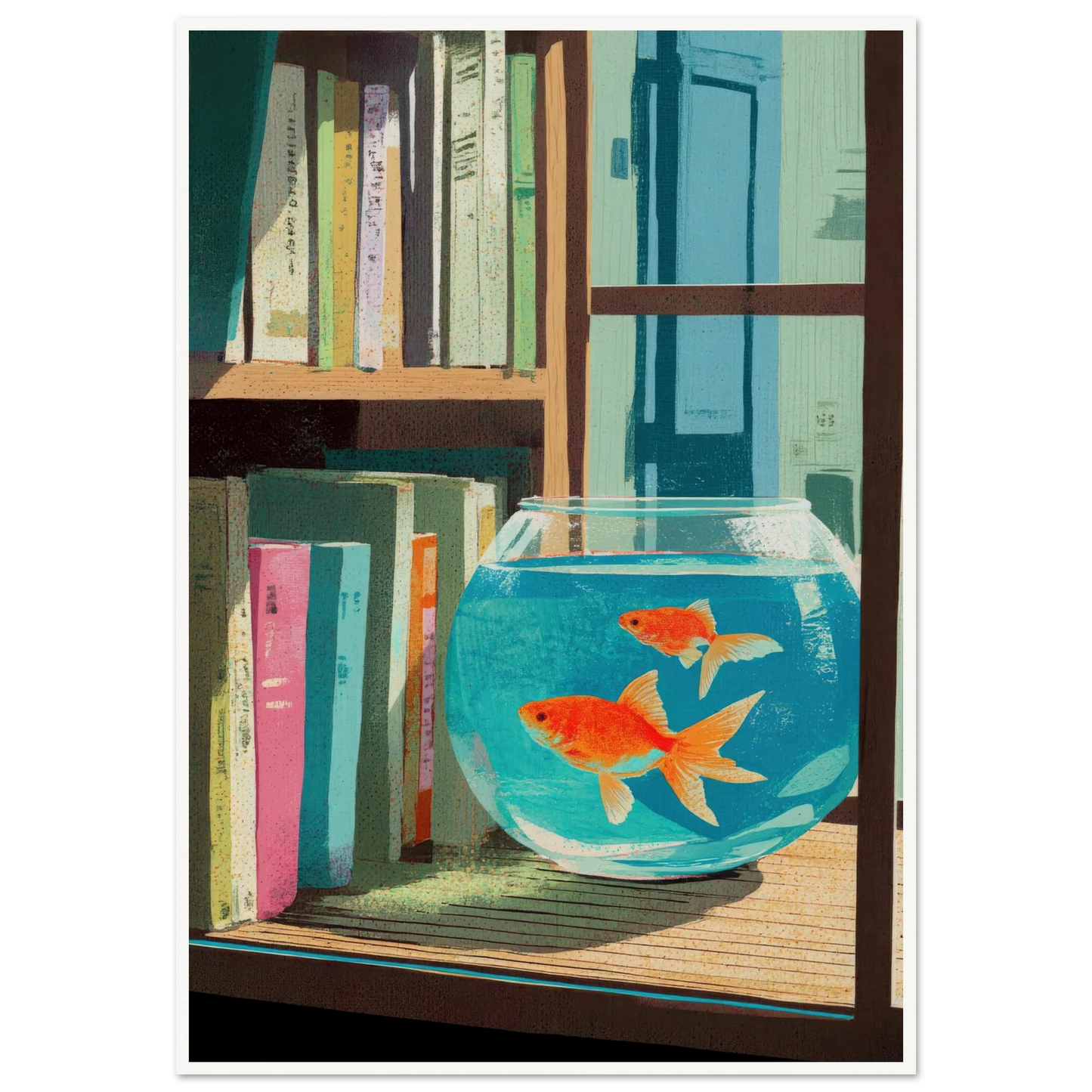The Quiet Study, Aqua Glimmer - Framed Poster - 30x40 cm / 12x16″ - Black frame