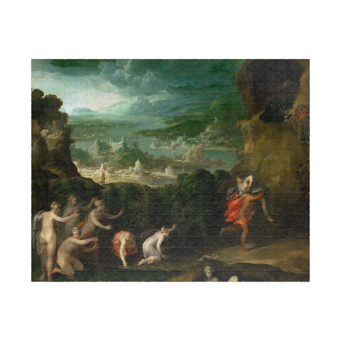 The rape of Proserpina (Persephone). Hades carries off Persephone, daughter of Zeus and Demeter Puzzle | Niccolò dell'Abbate - - 252 pcs (Horizontal) - 