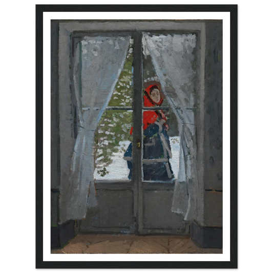 The Red Kerchief (c. 1868–73) Art Print | Claude Monet - Framed Poster - 30x40 cm / 12x16″ - Black frame