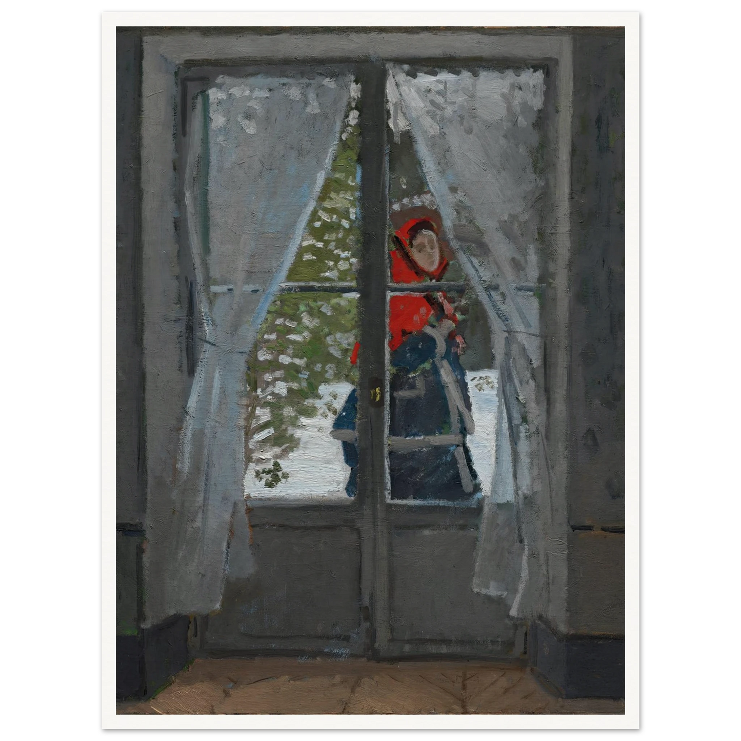 The Red Kerchief (c. 1868–73) Art Print | Claude Monet - Framed Poster - 30x40 cm / 12x16″ - Black frame