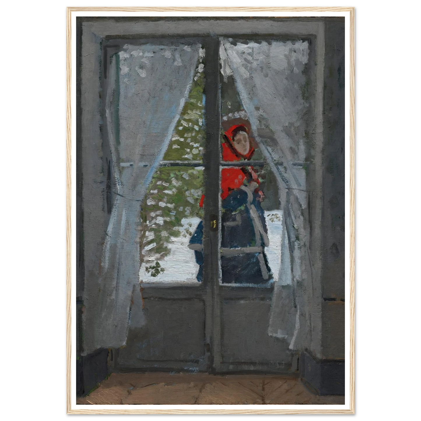 The Red Kerchief (c. 1868–73) Art Print | Claude Monet - Framed Poster - 30x40 cm / 12x16″ - Black frame
