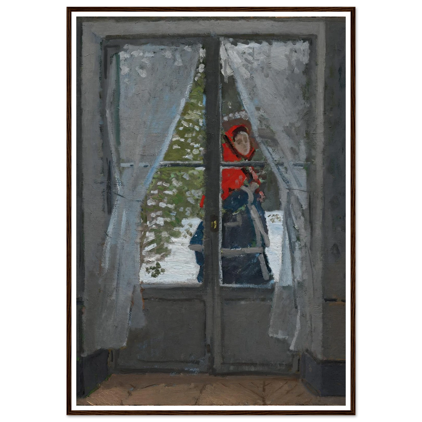 The Red Kerchief (c. 1868–73) Art Print | Claude Monet - Framed Poster - 30x40 cm / 12x16″ - Black frame