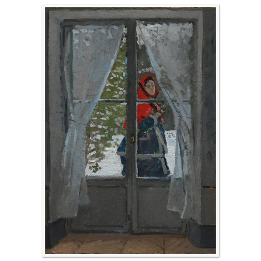 The Red Kerchief (c. 1868–73) Art Print | Claude Monet - Framed Poster - 30x40 cm / 12x16″ - Black frame