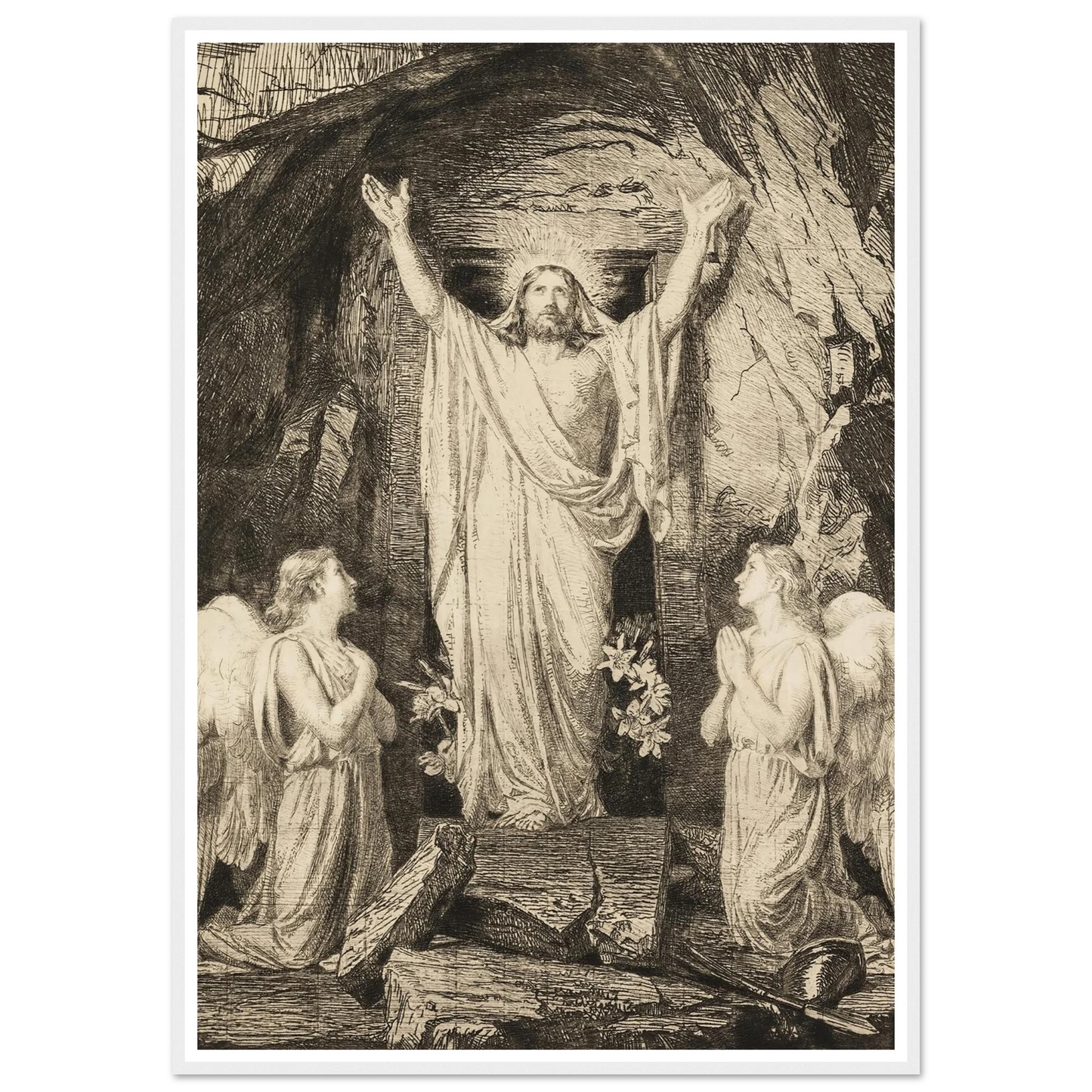 The Resurrection of Christ (1881) Art Print | Carl Bloch - Framed Poster - 30x40 cm / 12x16″ - Black frame