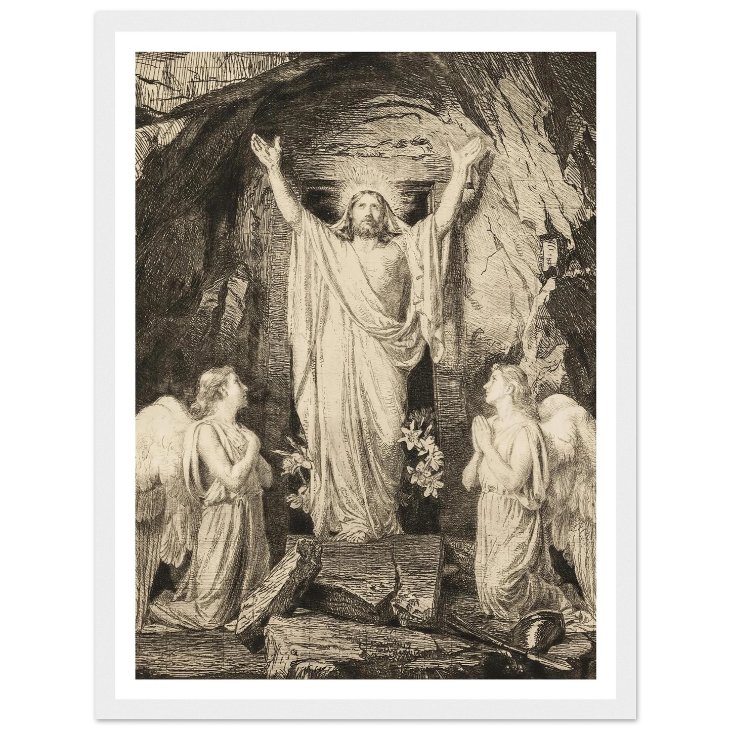 The Resurrection of Christ (1881) Art Print | Carl Bloch - Framed Poster - 30x40 cm / 12x16″ - Black frame