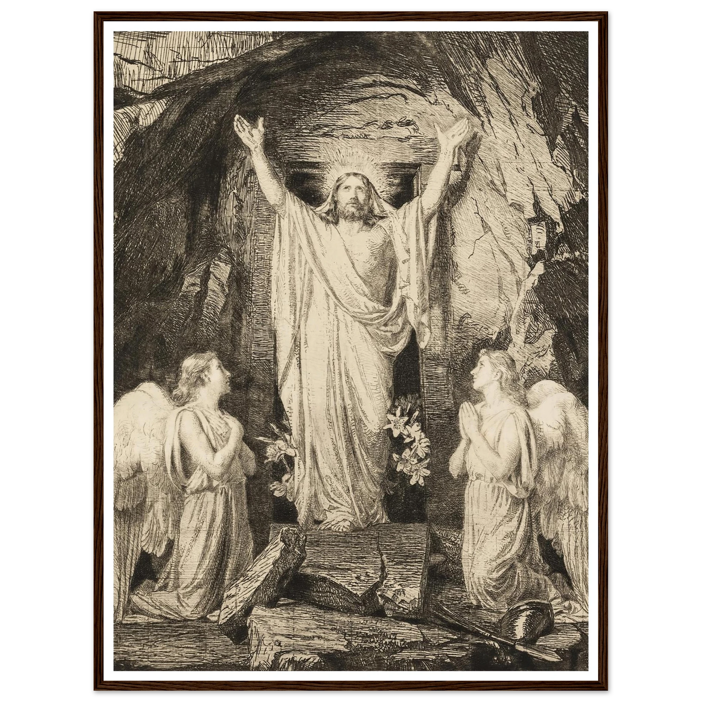 The Resurrection of Christ (1881) Art Print | Carl Bloch - Framed Poster - 30x40 cm / 12x16″ - Black frame