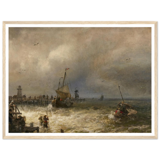The Return from Fishing Art Print | Hermann Ottomar Herzog - Framed Poster - 30x40 cm / 12x16″ - Black frame
