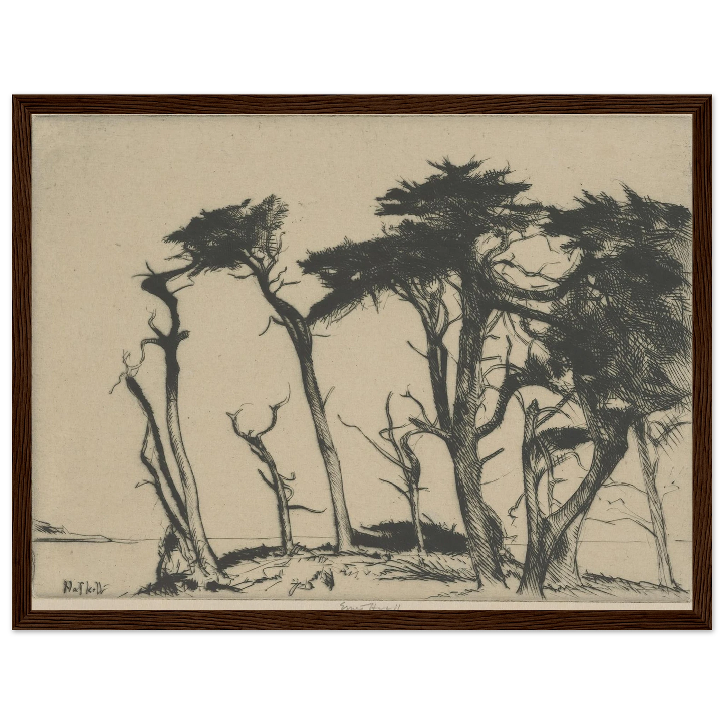 The Rhythm of the Cypress (1915-1925) Art Print | Ernest Haskell - Framed Poster - 30x40 cm / 12x16″ - Black frame