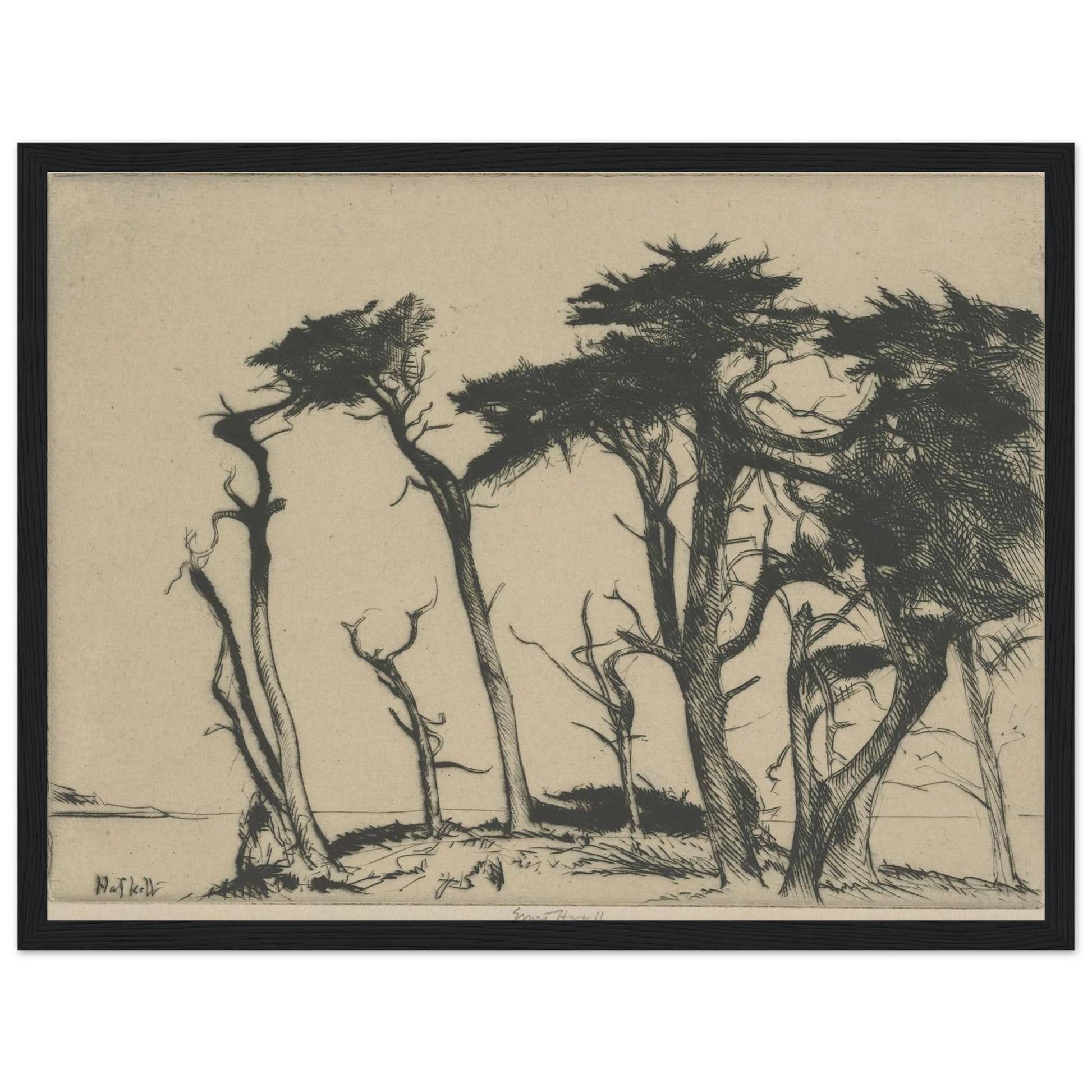 The Rhythm of the Cypress (1915-1925) Art Print | Ernest Haskell - Framed Poster - 30x40 cm / 12x16″ - Black frame