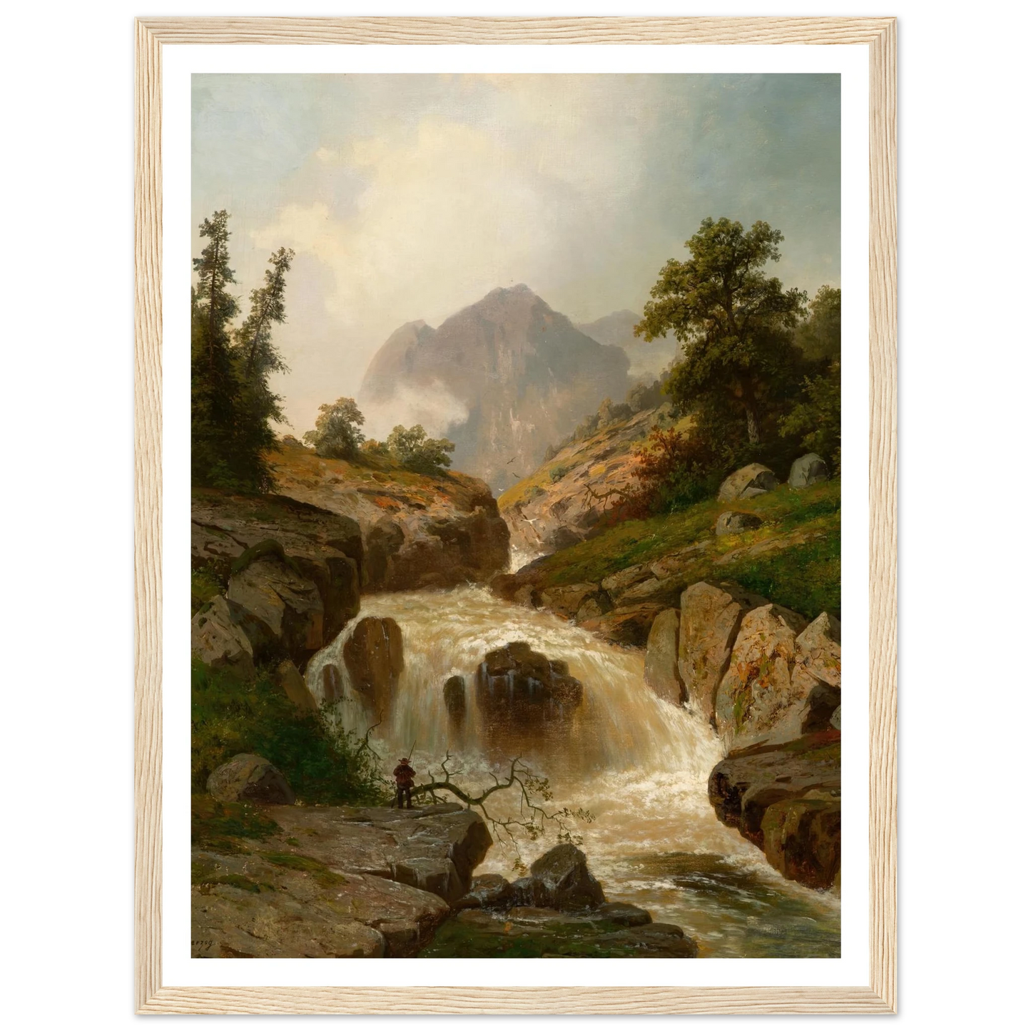 The Rippling River Art Print | Hermann Ottomar Herzog - Framed Poster - 30x40 cm / 12x16″ - Black frame