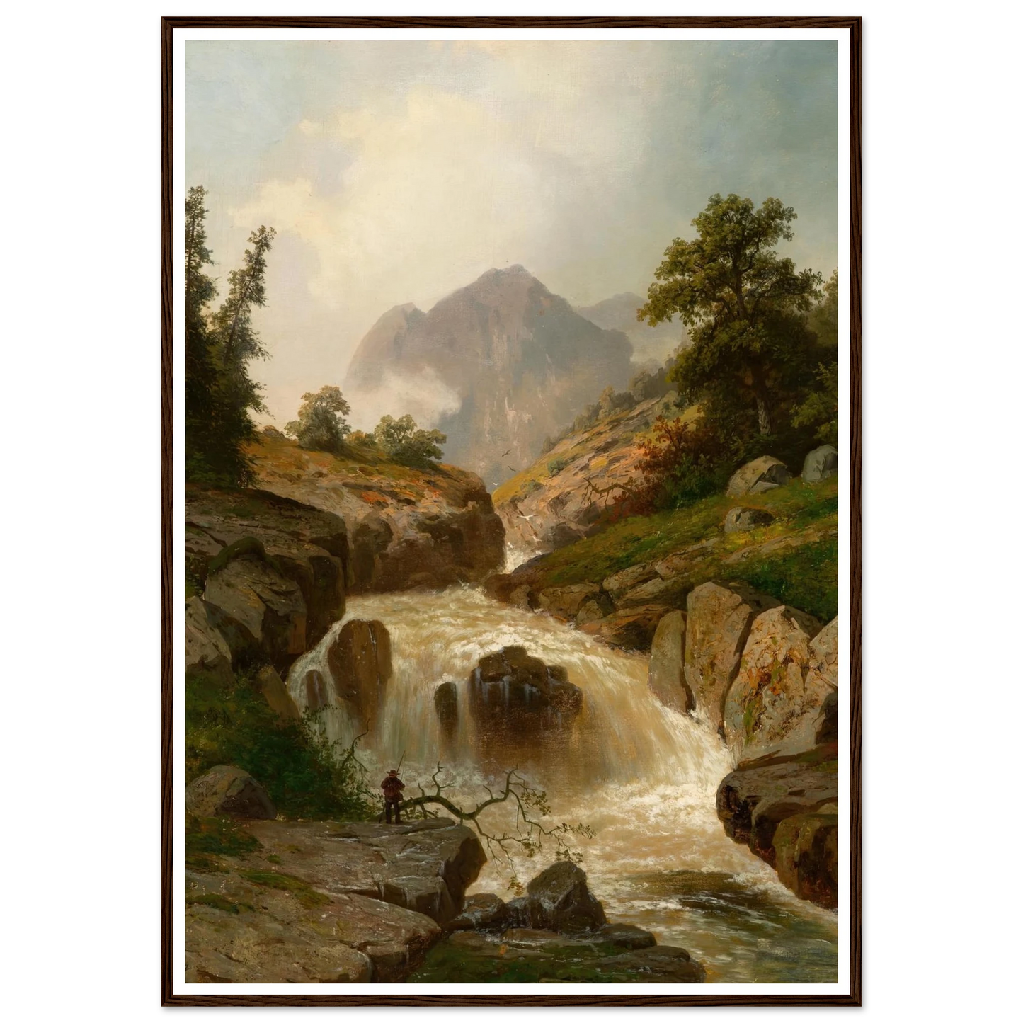 The Rippling River Art Print | Hermann Ottomar Herzog - Framed Poster - 30x40 cm / 12x16″ - Black frame