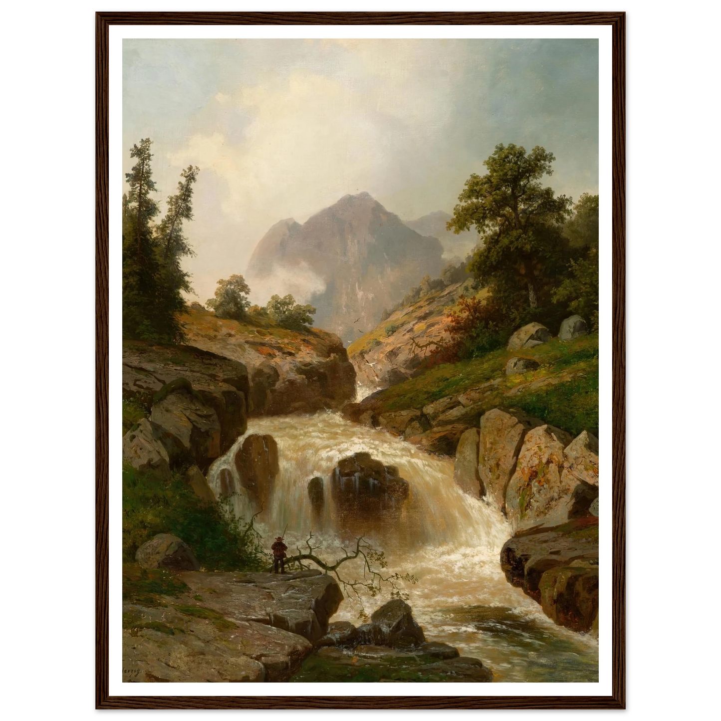 The Rippling River Art Print | Hermann Ottomar Herzog - Framed Poster - 30x40 cm / 12x16″ - Black frame