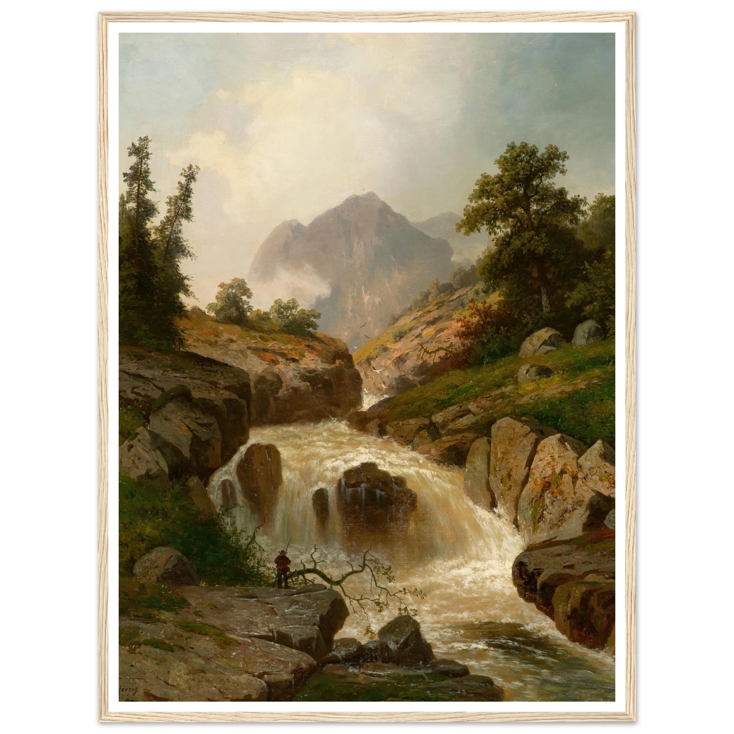 The Rippling River Art Print | Hermann Ottomar Herzog - Framed Poster - 30x40 cm / 12x16″ - Black frame