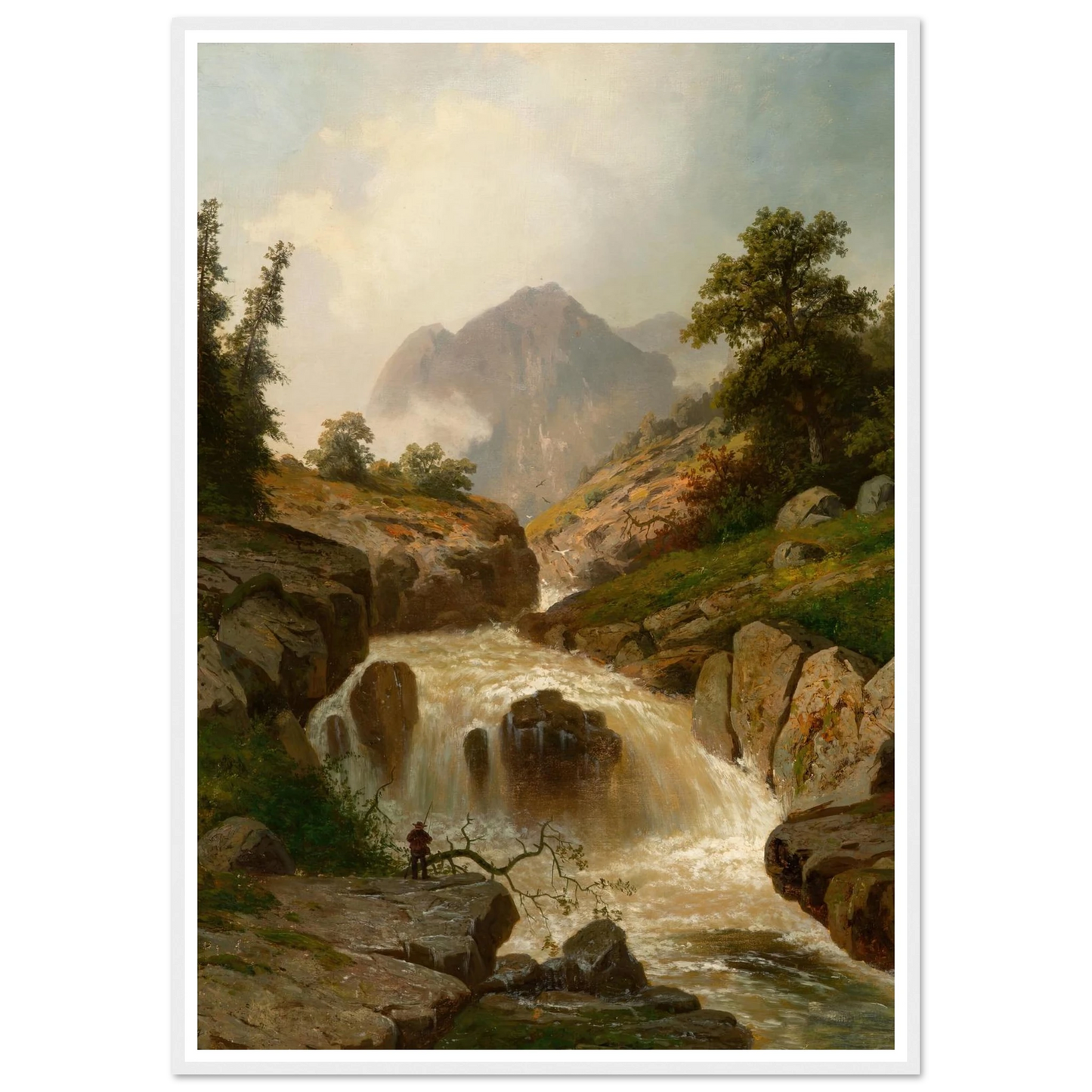 The Rippling River Art Print | Hermann Ottomar Herzog - Framed Poster - 30x40 cm / 12x16″ - Black frame