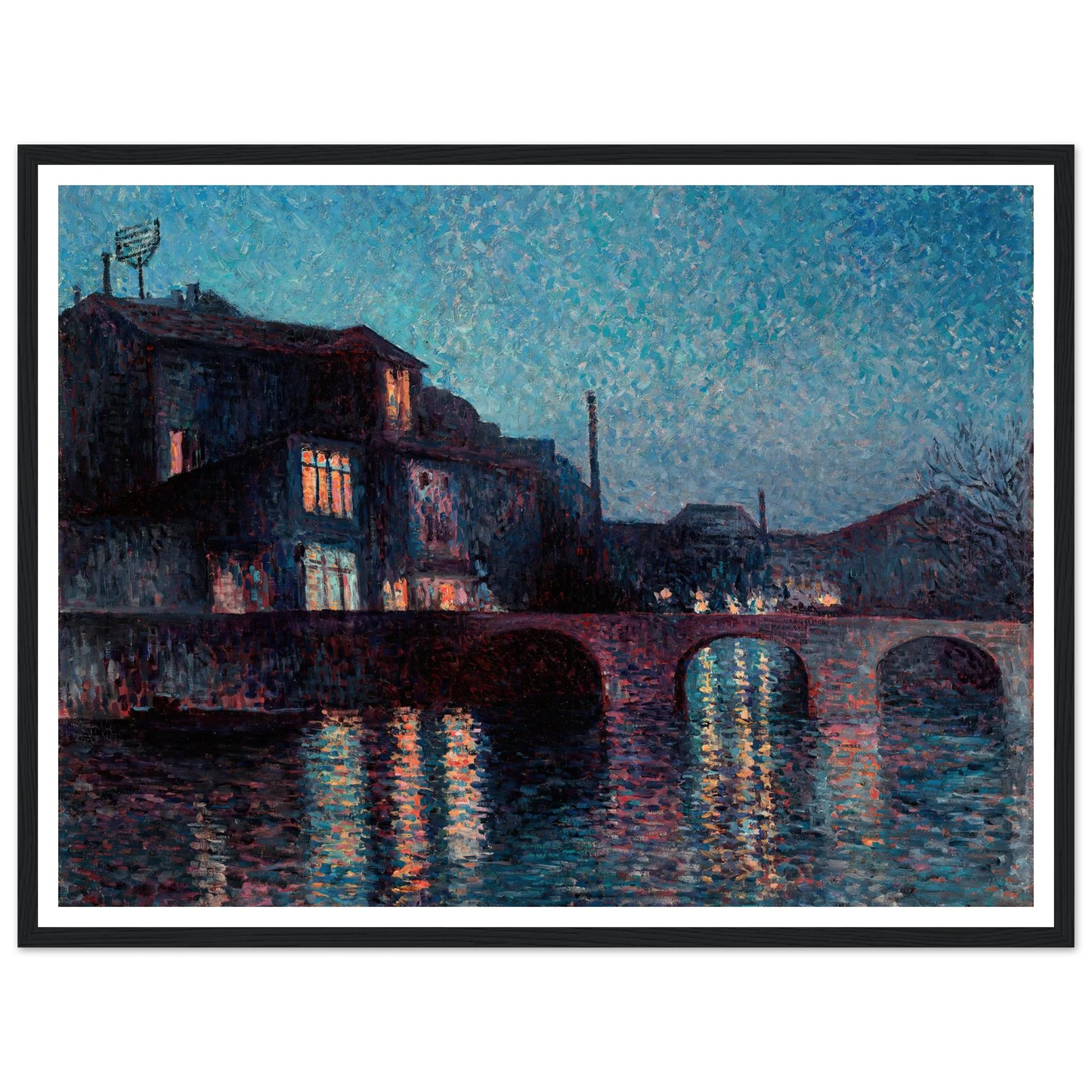 The River Sambre in Charleroi (1896) Art Print | Maximilien Luce - Framed Poster - 30x40 cm / 12x16″ - Black frame