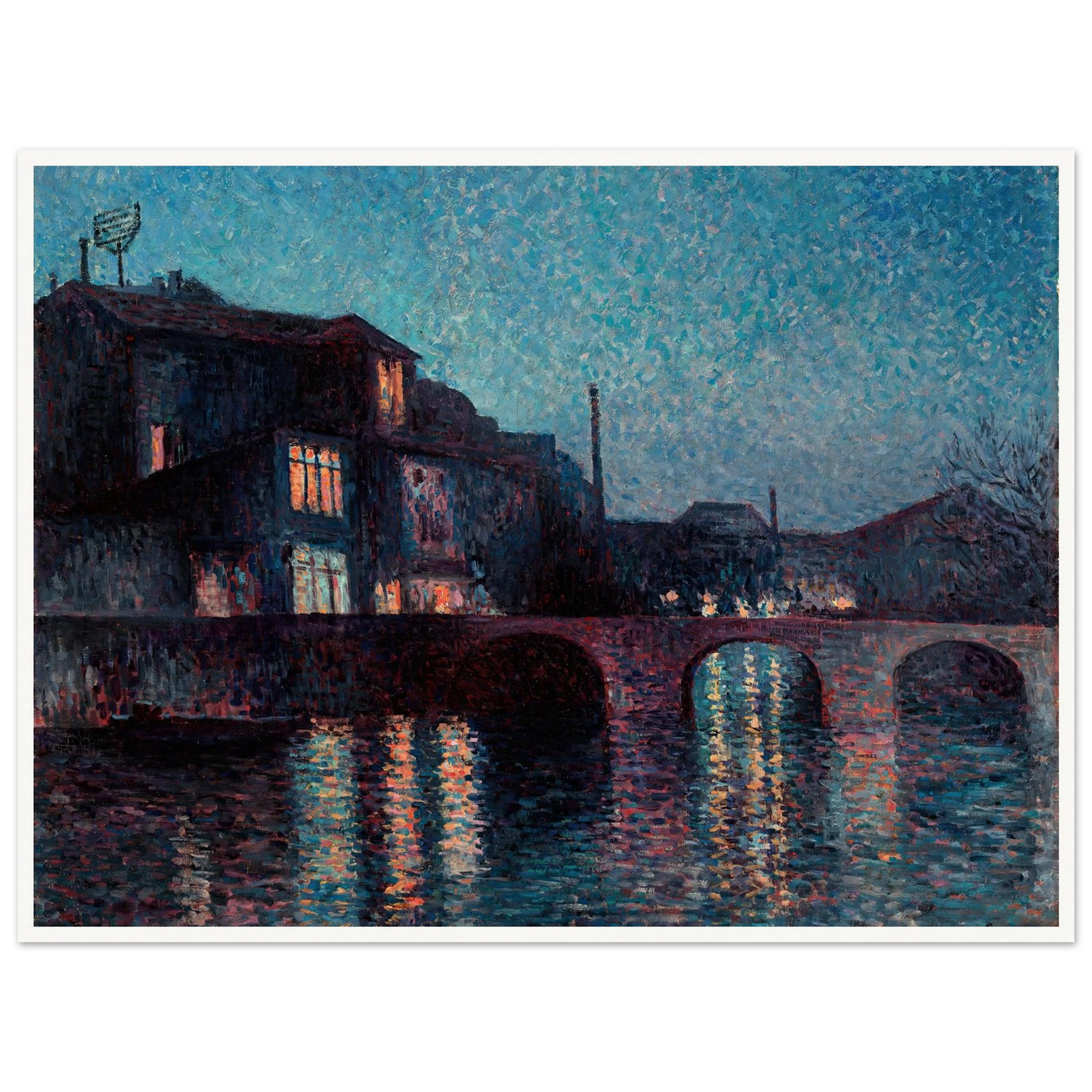 The River Sambre in Charleroi (1896) Art Print | Maximilien Luce - Framed Poster - 30x40 cm / 12x16″ - Black frame