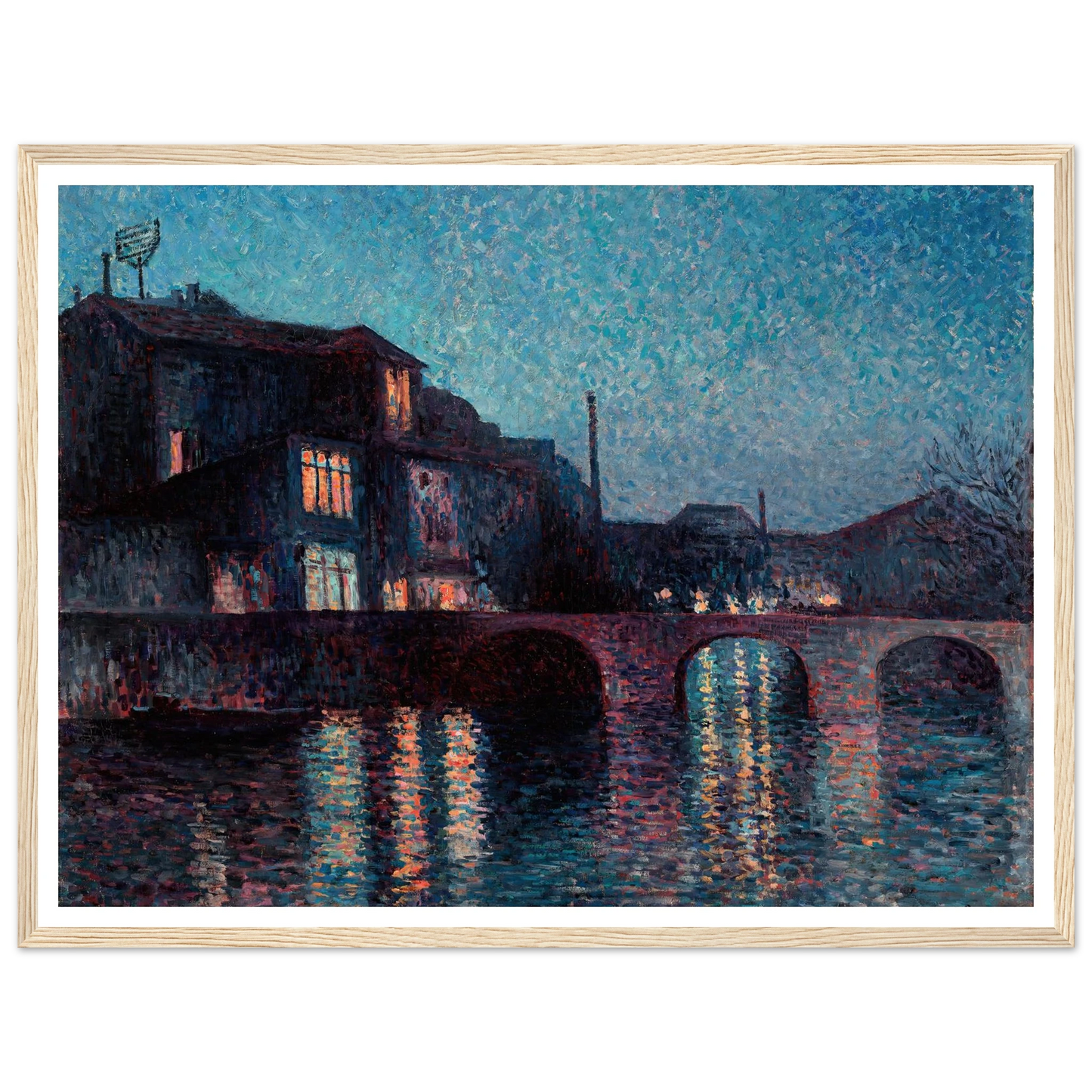 The River Sambre in Charleroi (1896) Art Print | Maximilien Luce - Framed Poster - 30x40 cm / 12x16″ - Black frame