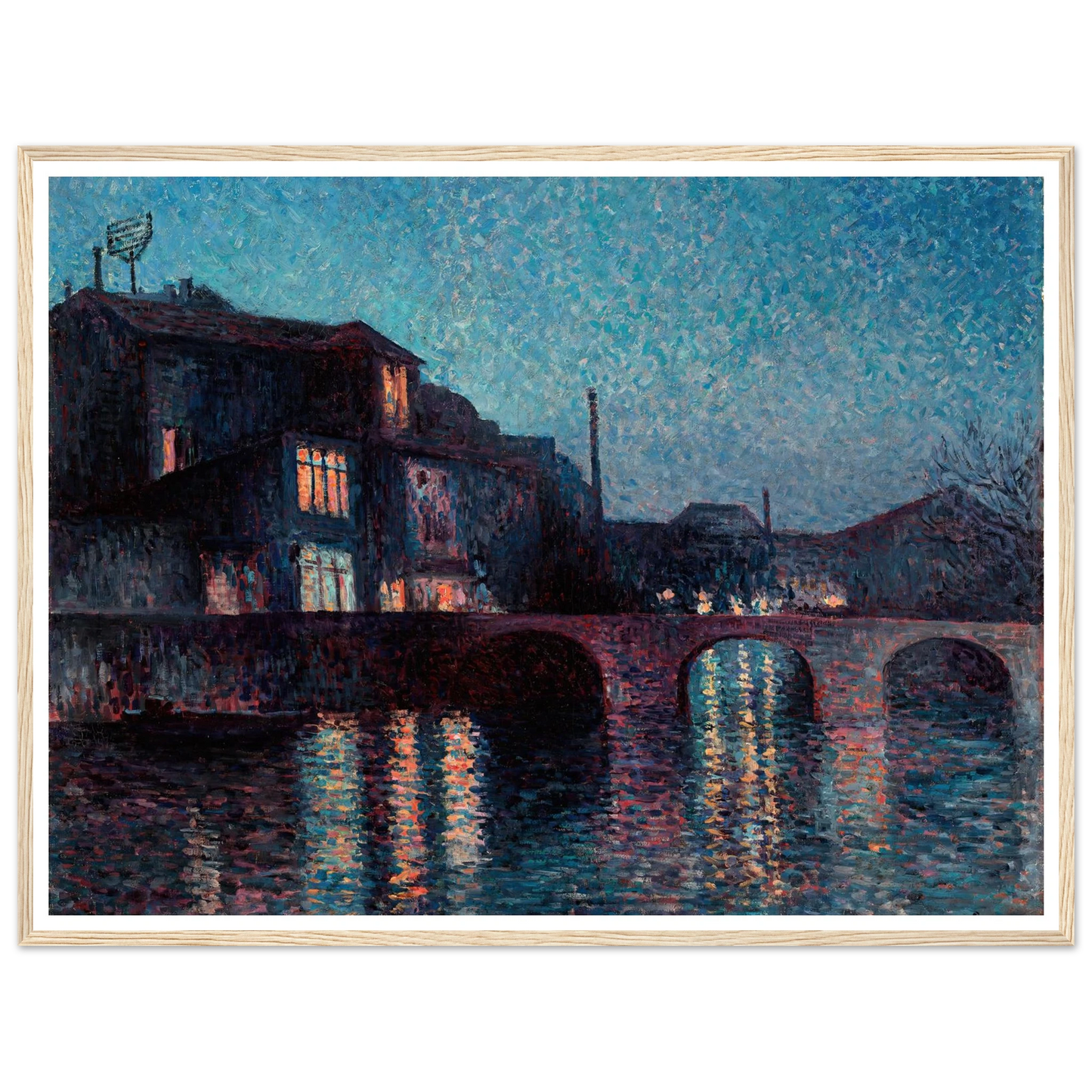 The River Sambre in Charleroi (1896) Art Print | Maximilien Luce - Framed Poster - 30x40 cm / 12x16″ - Black frame