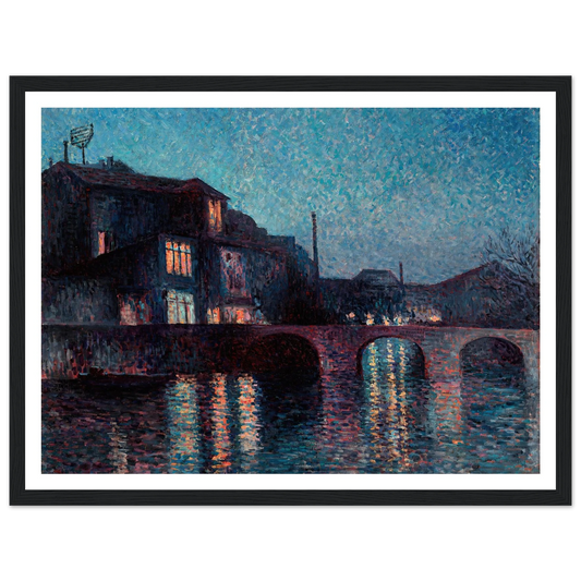 The River Sambre in Charleroi (1896) Art Print | Maximilien Luce - Framed Poster - 30x40 cm / 12x16″ - Black frame