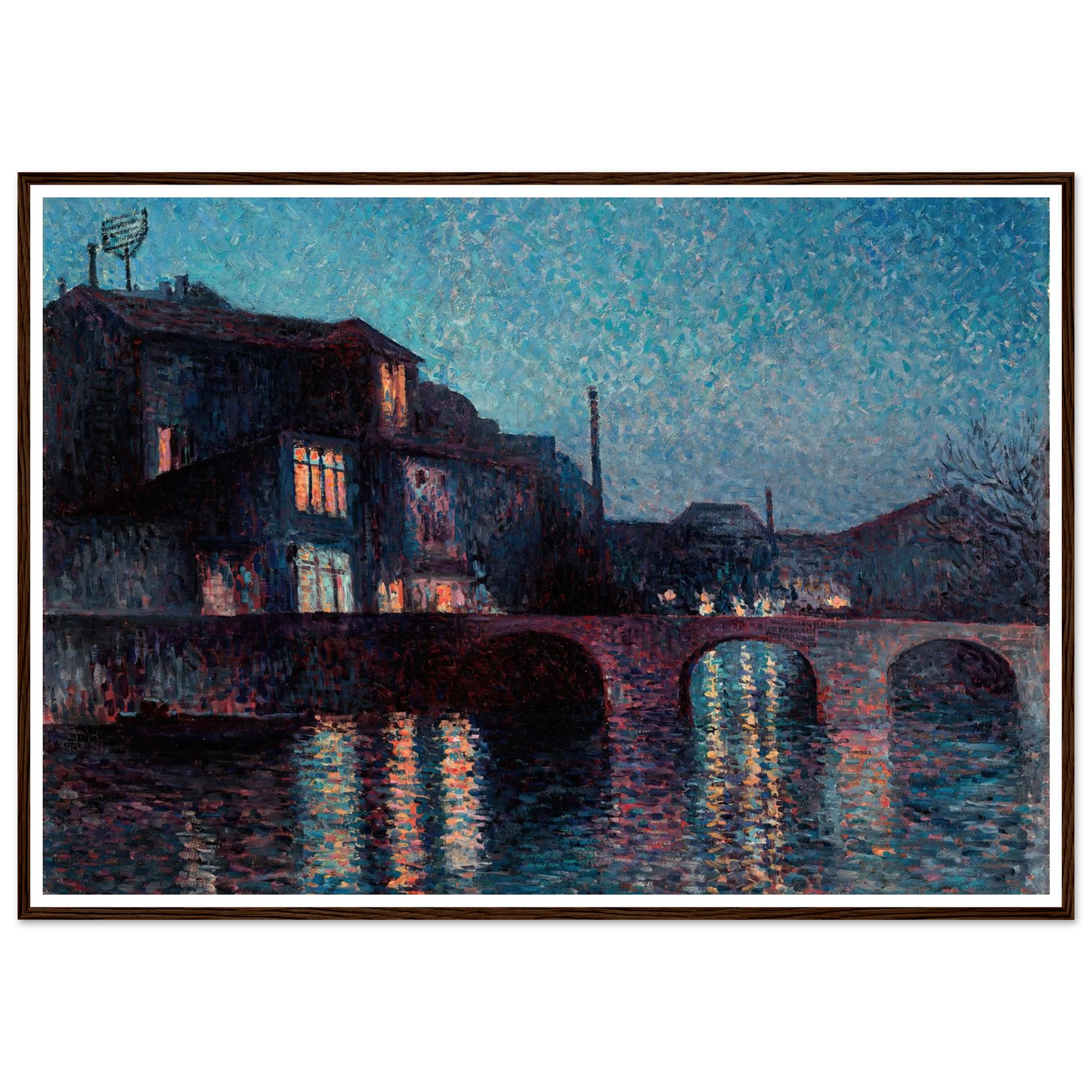 The River Sambre in Charleroi (1896) Art Print | Maximilien Luce - Framed Poster - 30x40 cm / 12x16″ - Black frame