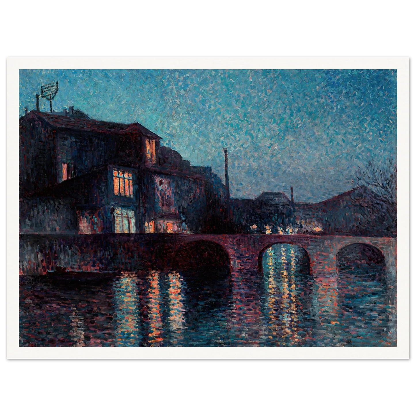 The River Sambre in Charleroi (1896) Art Print | Maximilien Luce - Framed Poster - 30x40 cm / 12x16″ - Black frame