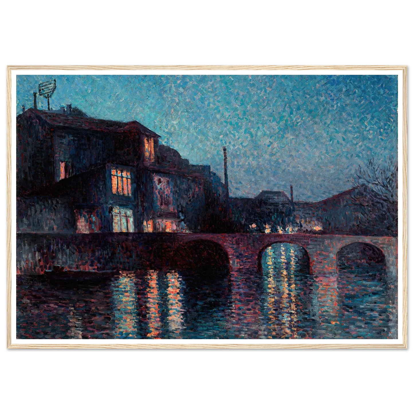 The River Sambre in Charleroi (1896) Art Print | Maximilien Luce - Framed Poster - 30x40 cm / 12x16″ - Black frame