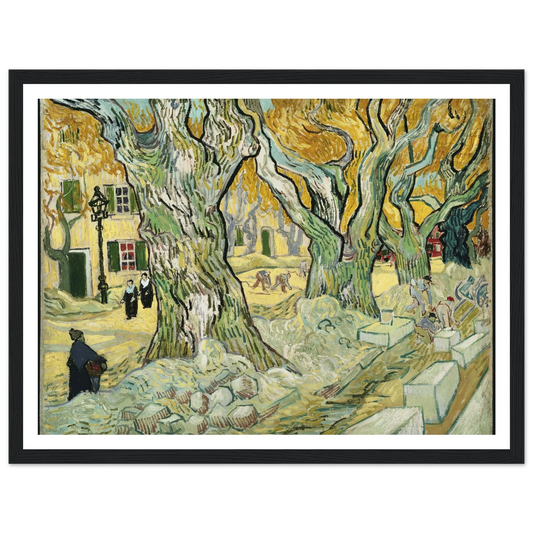 The Road Menders Art Print | Vincent van Gogh - Framed Poster - 30x40 cm / 12x16″ - Black frame