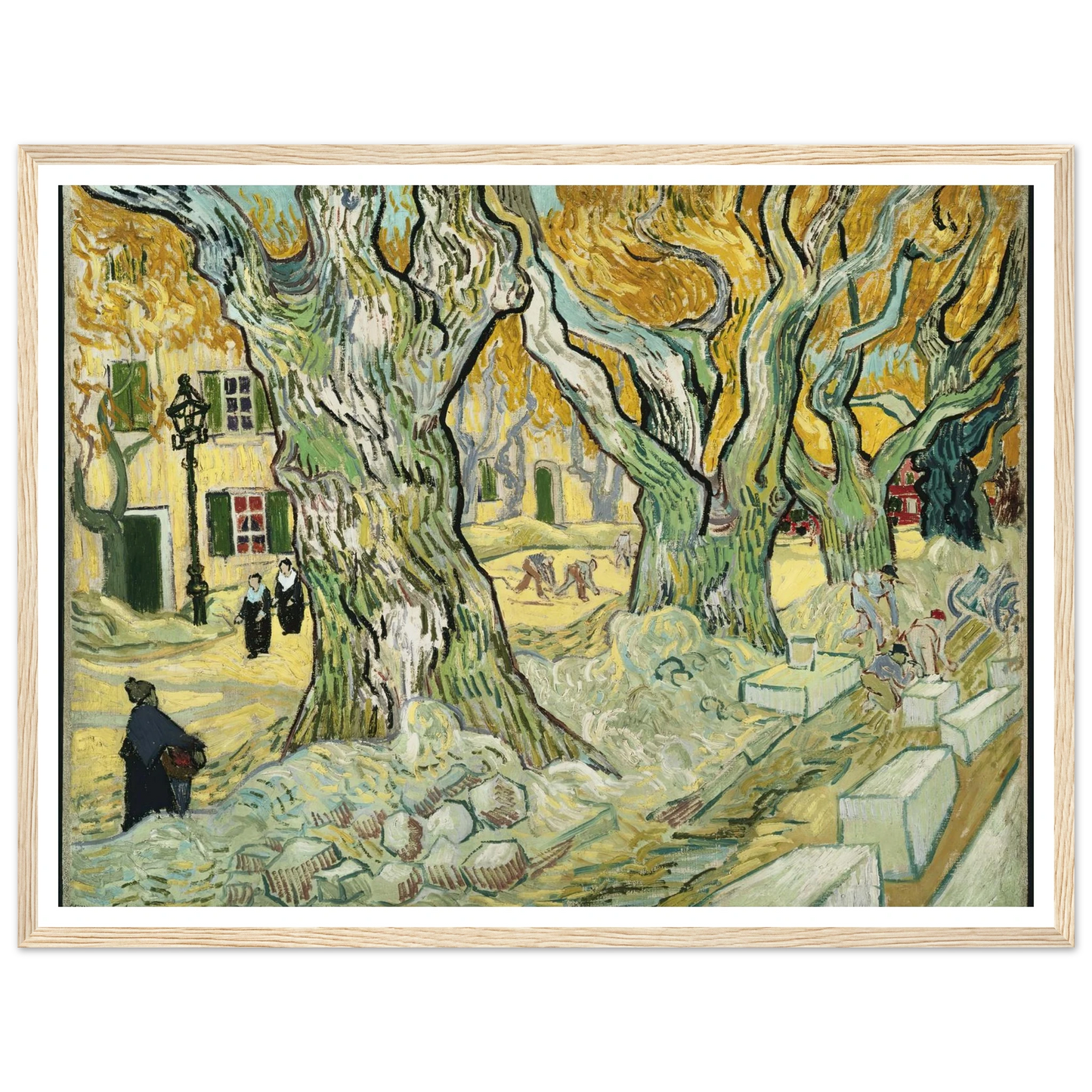 The Road Menders Art Print | Vincent van Gogh - Framed Poster - 30x40 cm / 12x16″ - Black frame