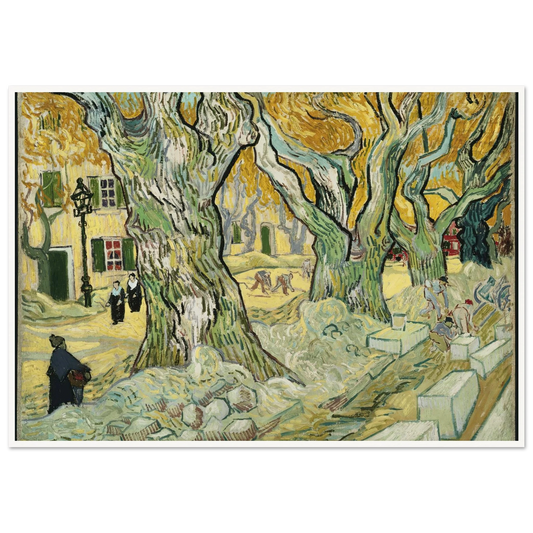 The Road Menders Art Print | Vincent van Gogh - Framed Poster - 30x40 cm / 12x16″ - Black frame