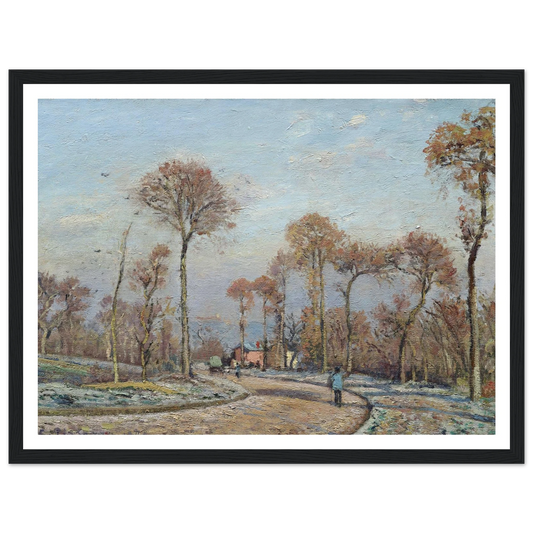 The Road to Versailles, Louveciennes,Morning Frost (1871) Art Print | Camille Pissarro - Framed Poster - 30x40 cm / 12x16″ - Black frame