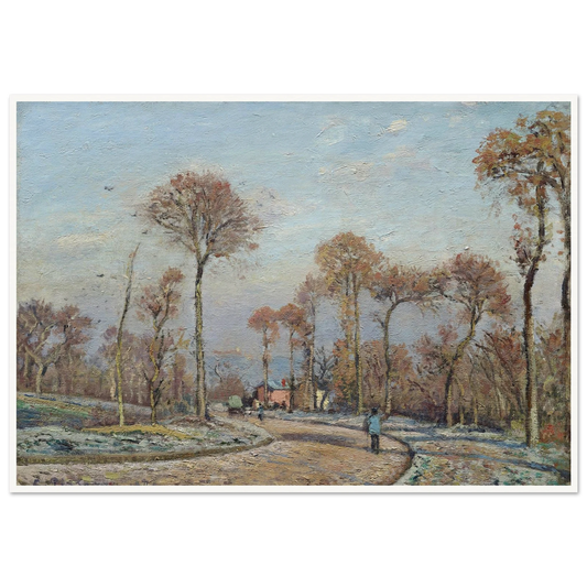The Road to Versailles, Louveciennes,Morning Frost (1871) Art Print | Camille Pissarro - Framed Poster - 30x40 cm / 12x16″ - Black frame