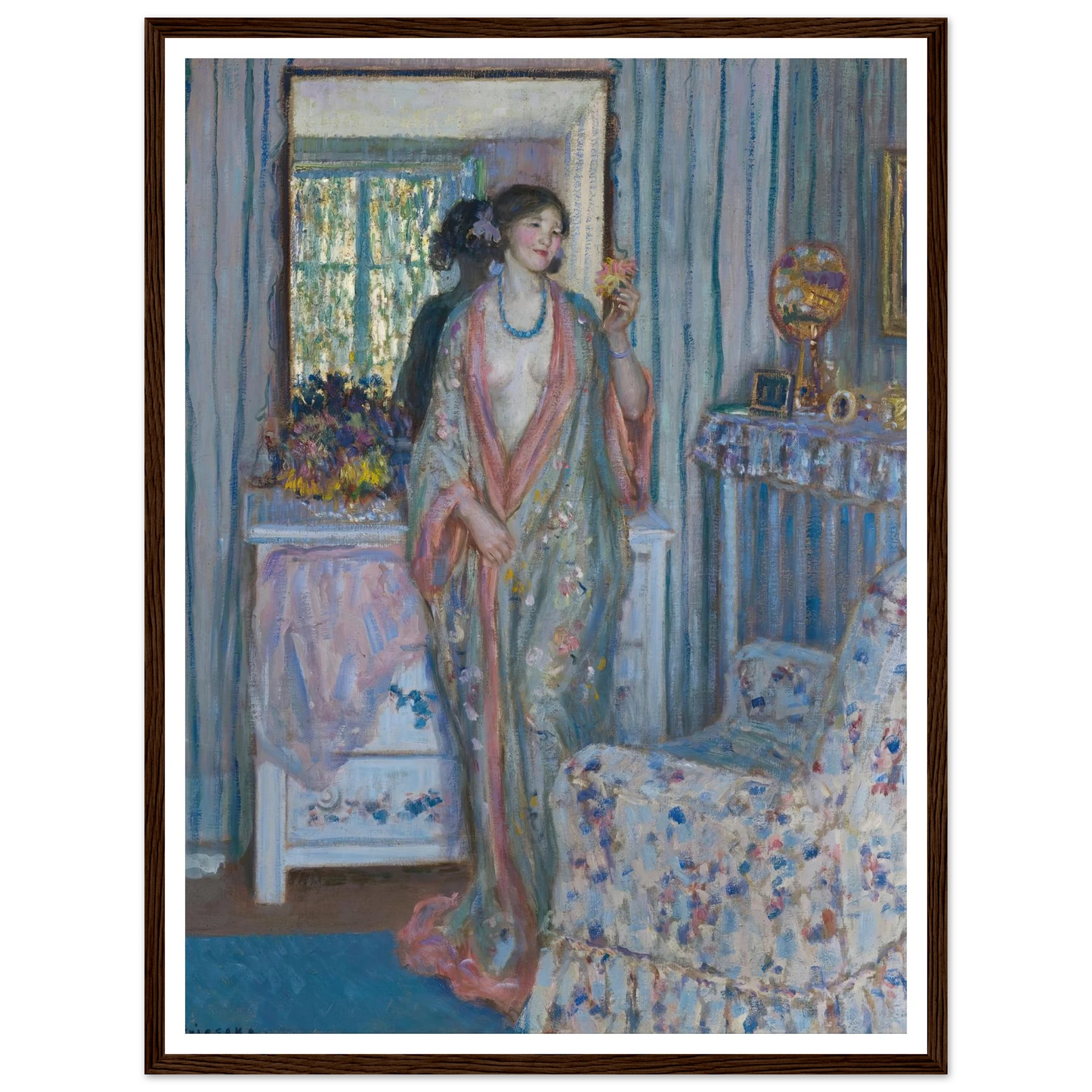 The Robe (1915) Art Print | Frederick Carl Frieseke - Framed Poster - 30x40 cm / 12x16″ - Black frame