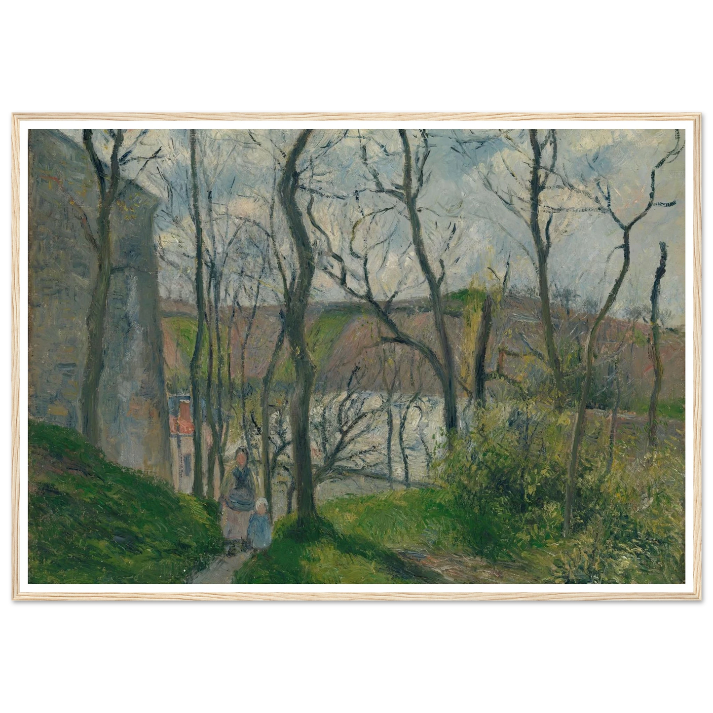 The ‘Royal Palace’ at the Hermitage, Pontoise (1879) Art Print | Camille Pissarro - Framed Poster - 30x40 cm / 12x16″ - Black frame