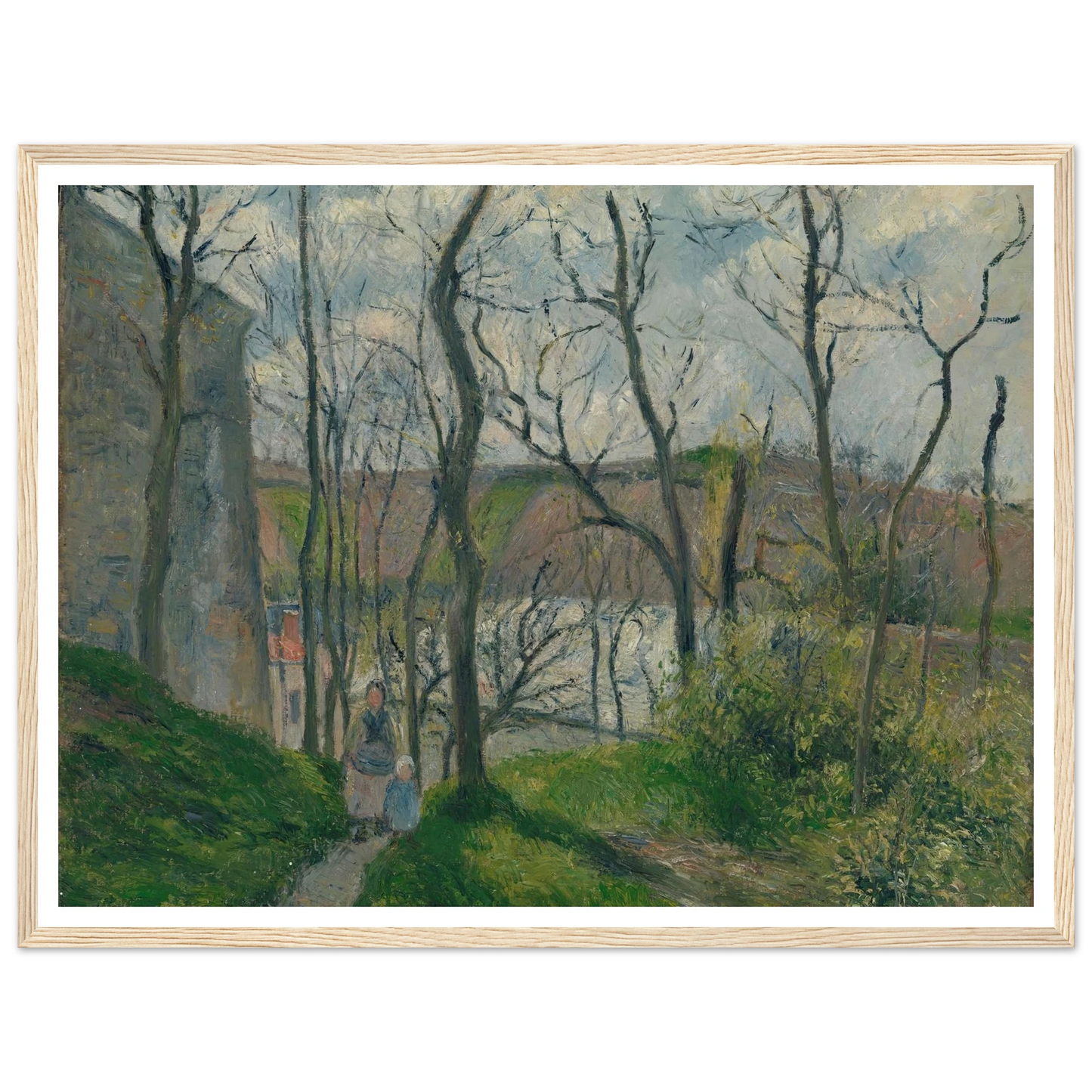 The ‘Royal Palace’ at the Hermitage, Pontoise (1879) Art Print | Camille Pissarro - Framed Poster - 30x40 cm / 12x16″ - Black frame